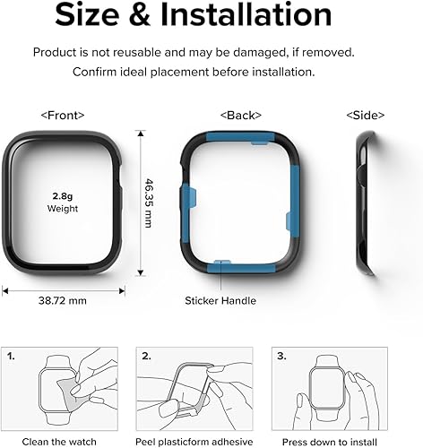Miniatura 9 de Ringke Estilo bisel elegante marco de acero inoxidable compatible con Apple Watch Series 8, 7, SE2 de 1.77 pulgadas, funda protectora antiarañazos,
