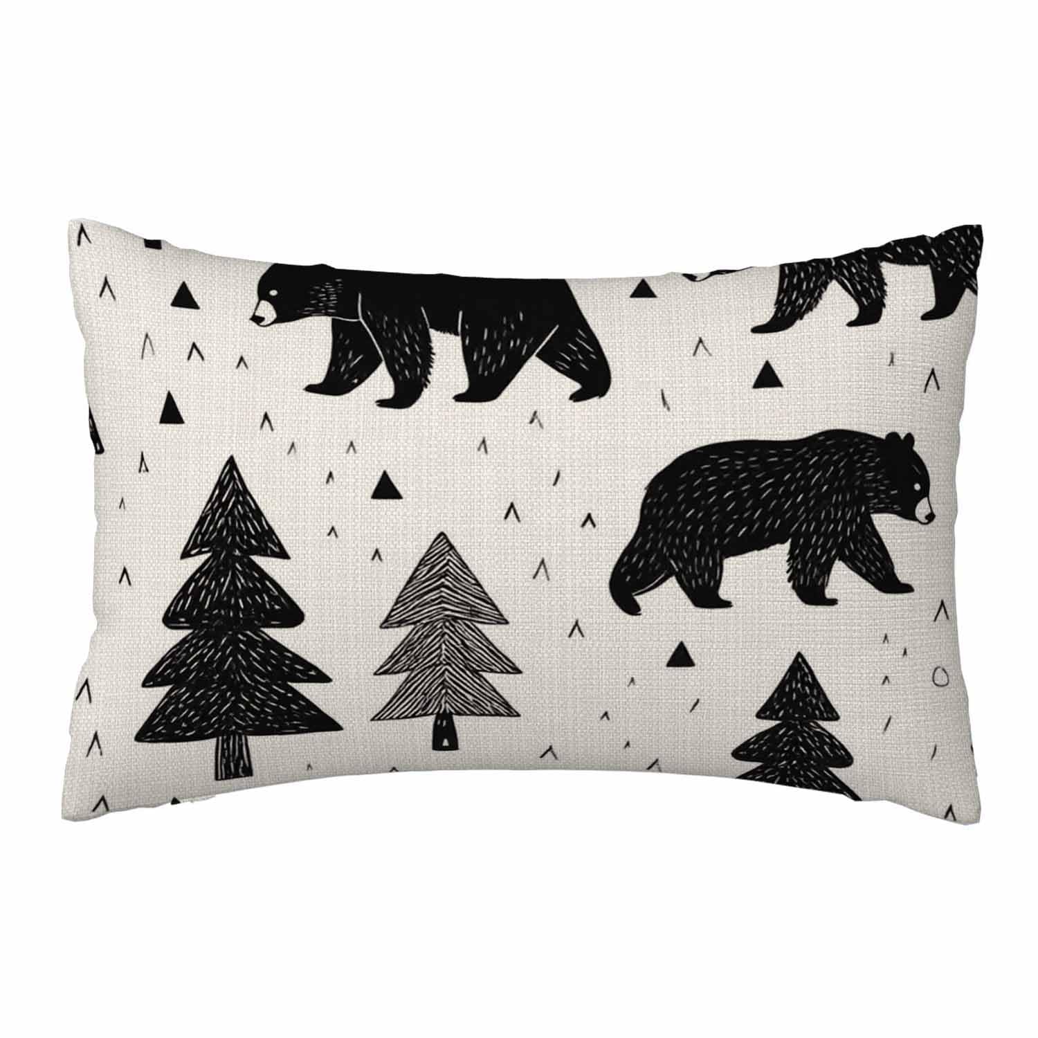 WILNURO Bears Pillow Case Rustic Woodland Mountain Grizzly Bear Soft & Breathable Pillow Cover with Envelope Closure Pillowcase Standard Size 20" X 26"