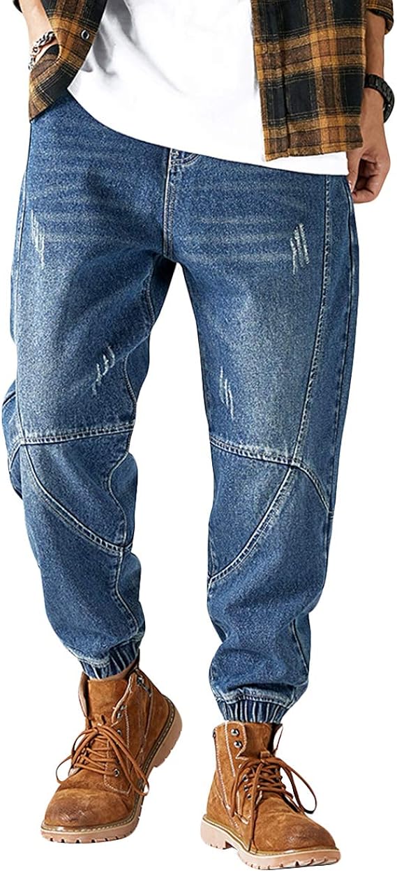 Amazon Jearey ジーンズ メンズ ジーパン デニムパンツ サルエル ポケット付き デニム パンツ ロング丈 ボトムス ズボン 体型カバー シンプル カジュアル オールシーズン 大きいサイズ ジーンズ 通販