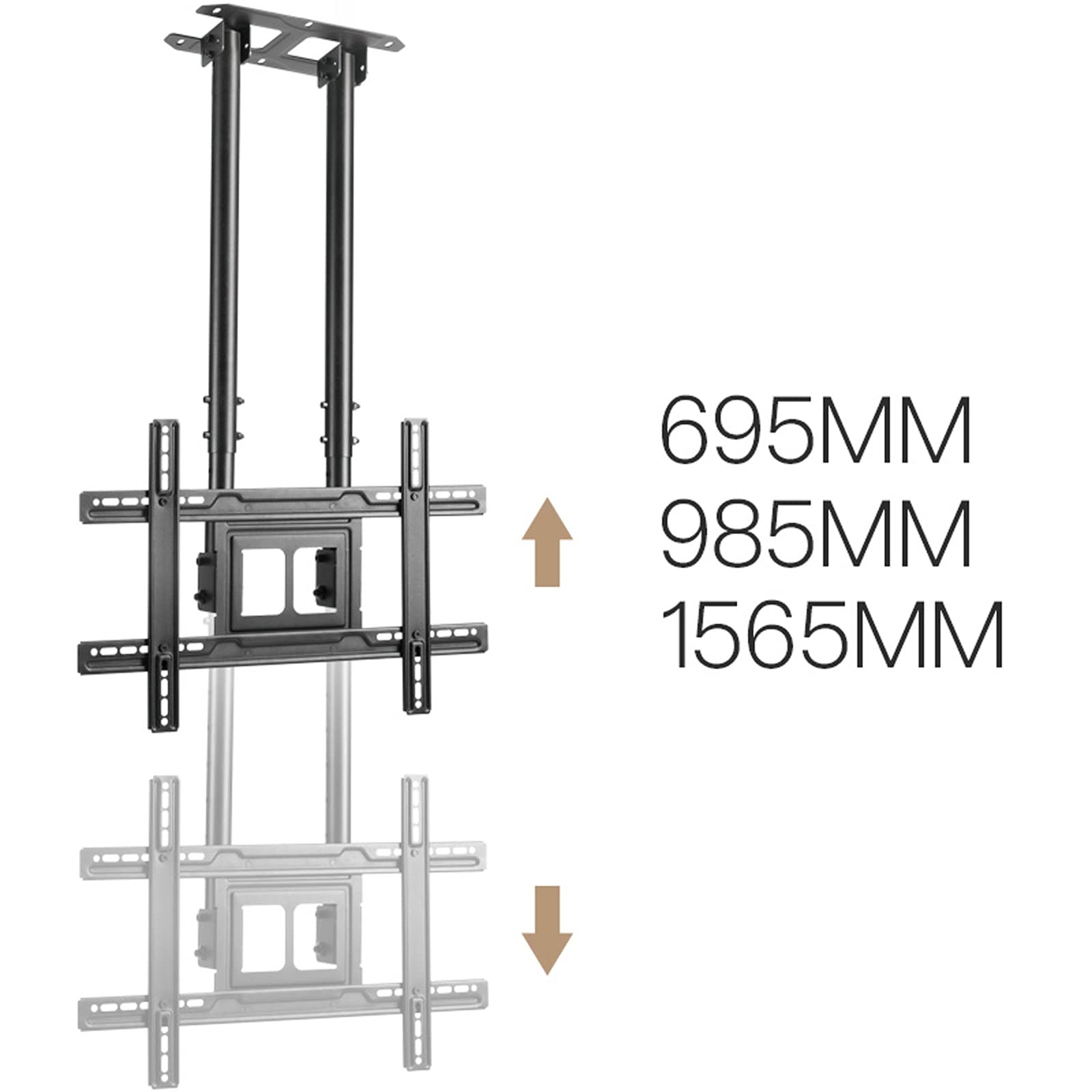 Supporto TV resistente, staffa regolabile da soffitto per TV da 50 a 80 pollici, design inclinabile, VESA max 600 x 400 mm, supporta fino a 69,9 kg