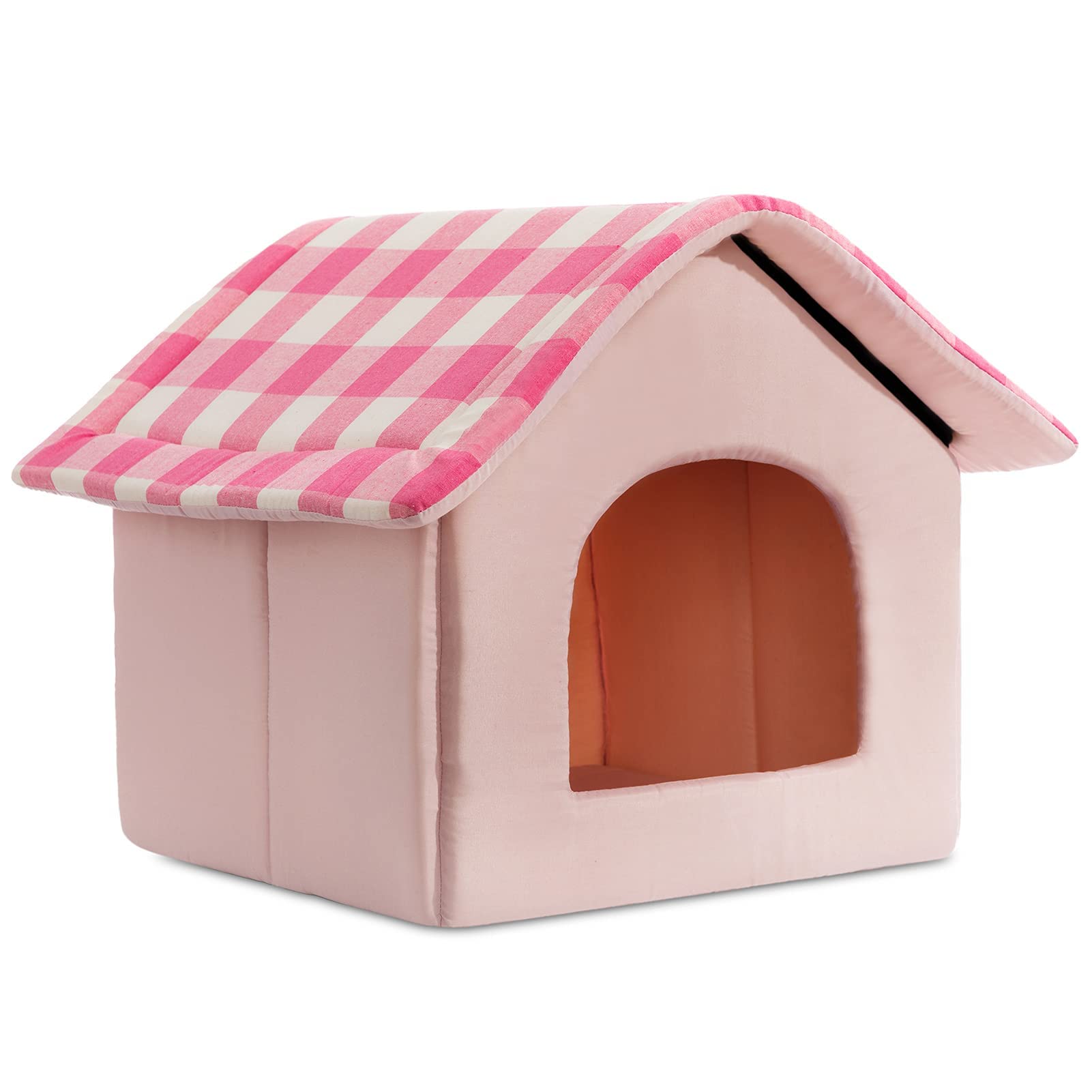 Hollypet Cozy Pet Bed Warm Cave Nest Sleeping Bed Puppy House for Cats and Small Dogs, Pink