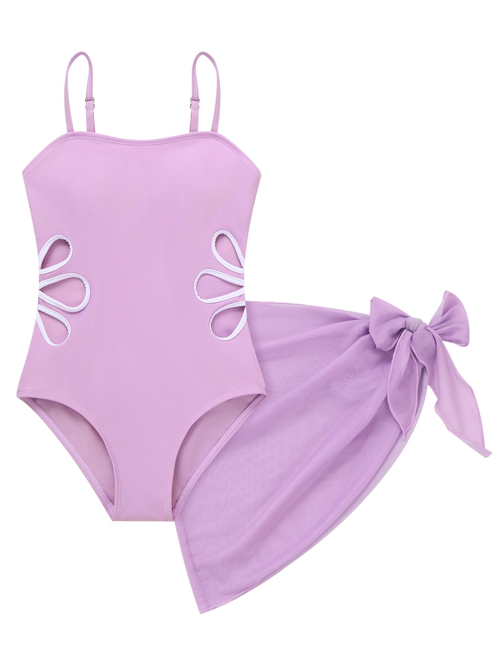 Odizli Maillot de bain pour fille de 7 à 16 ans, spaghetti, fleurs, coupe ajustée, body avec jupe