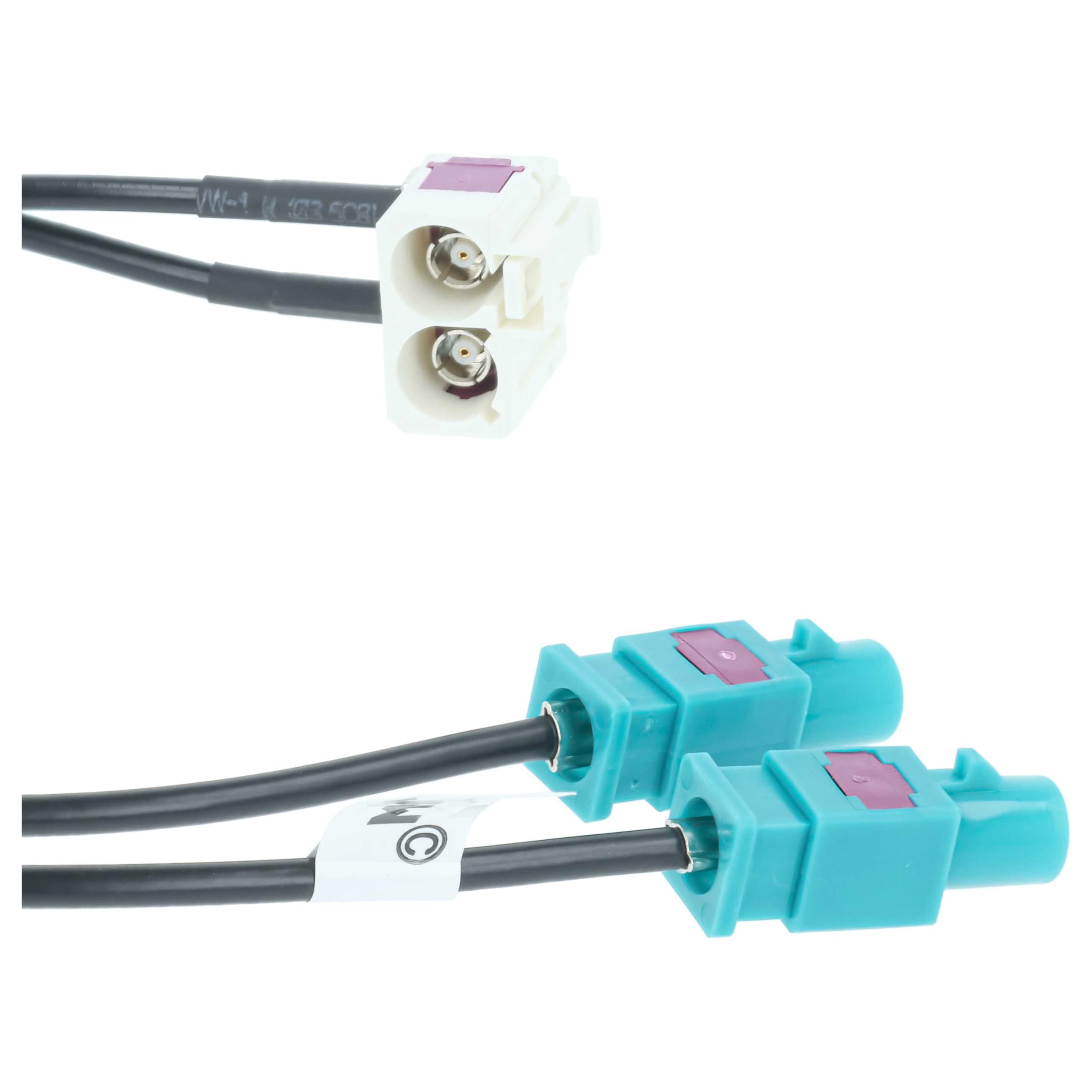 vhbw adattatore per antenna a doppio FAKRA (B) compatibile con Audi VW RNS510, RNS310, RNS 510, RNS 310 autoradio, auto - Cavo adattatore, 9 cm