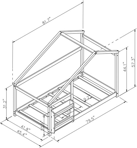Miniatura 2 de TRIPLE TREE Montessori - Cama individual, cama de madera con estante y listones, marco de cama para niñas y niños, gris