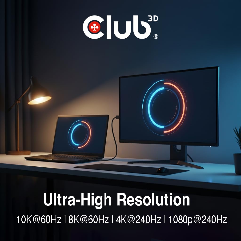 CLUB3D USB Type-C TO DISPLAYPORT DP80 BIDIRECTIONAL VESA Certified Cable 1M/3.28 FT - Kabel - Digital/Daten Cavo USB