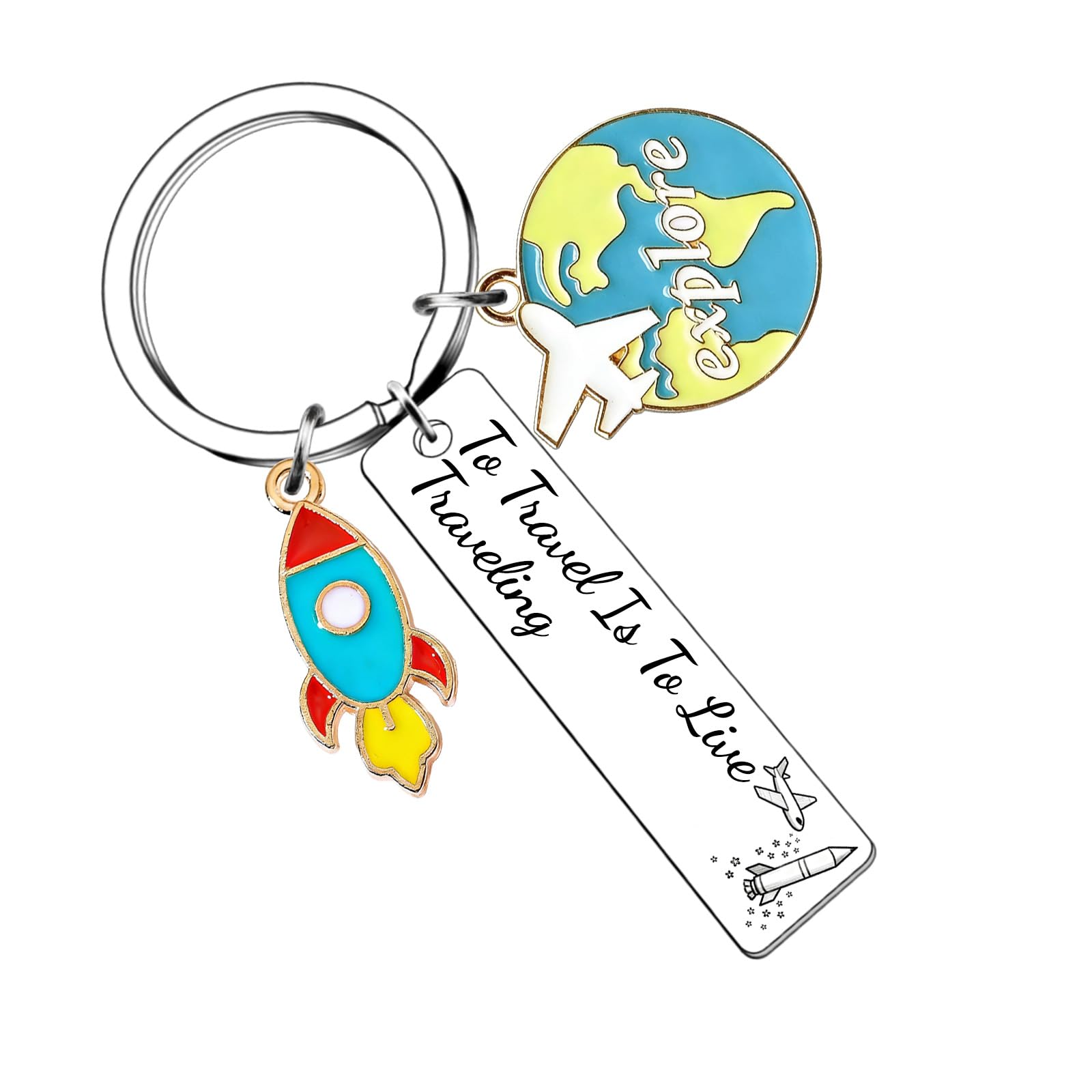 Quluvaeri Unisex Silver Safe Travels Gift Personalised Keychain Drive Safe Keyring, Caring Gifts For Family And Friends Birthday Christmas Gifts For Travelers
