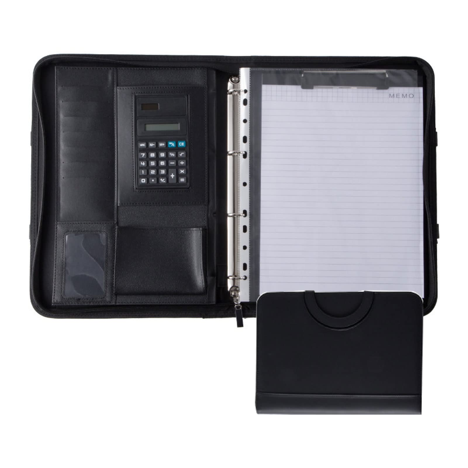 Porte documents A4 en cuir noir avec calculatrice intégré pour l'organisation de vos dossiers