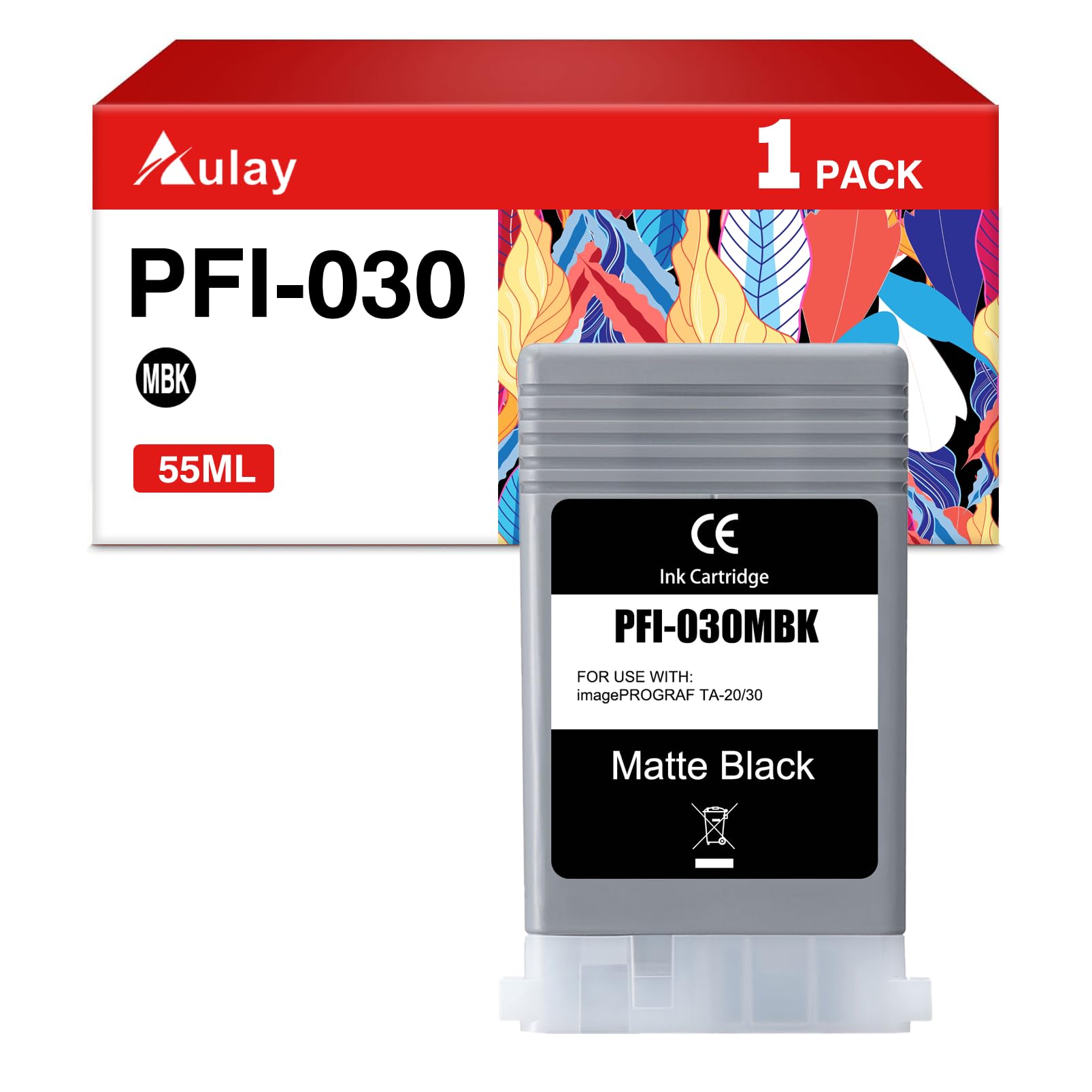 Compatible Pigment Ink Cartridge Replacement for Canon PFI030 PFI-030 PFI030MBK PFI-030MBK ImagePrograf TA-20 ImagePrograf TA-30 (1-Pack MBK)