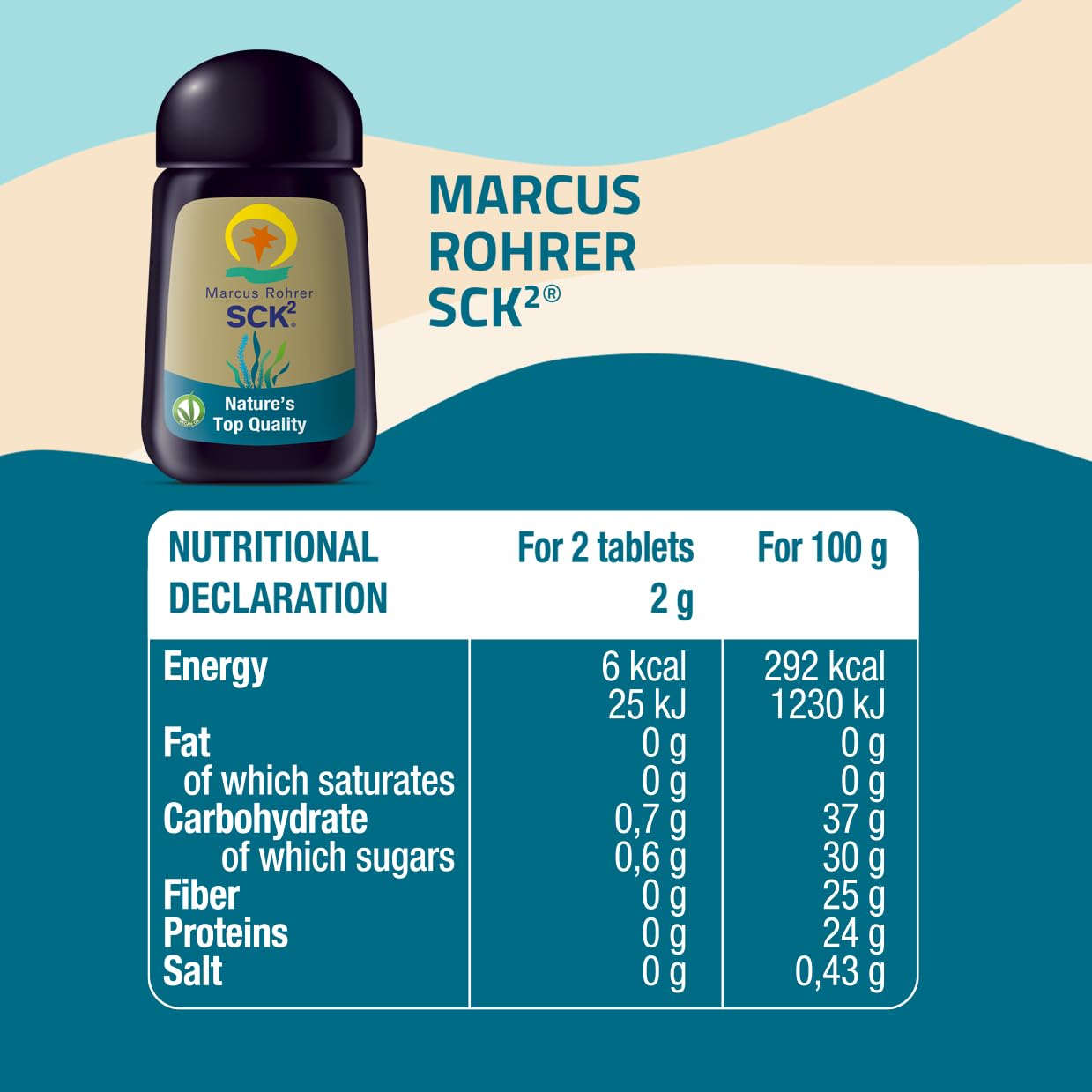 MARCUS ROHRER SCK2, Spirulina, Clorella, Kombu, Klamath, Metabolismo, Perdita di Peso, Integratore Alimentare, Naturale, Vegan, 60 Compresse (1 Mese)