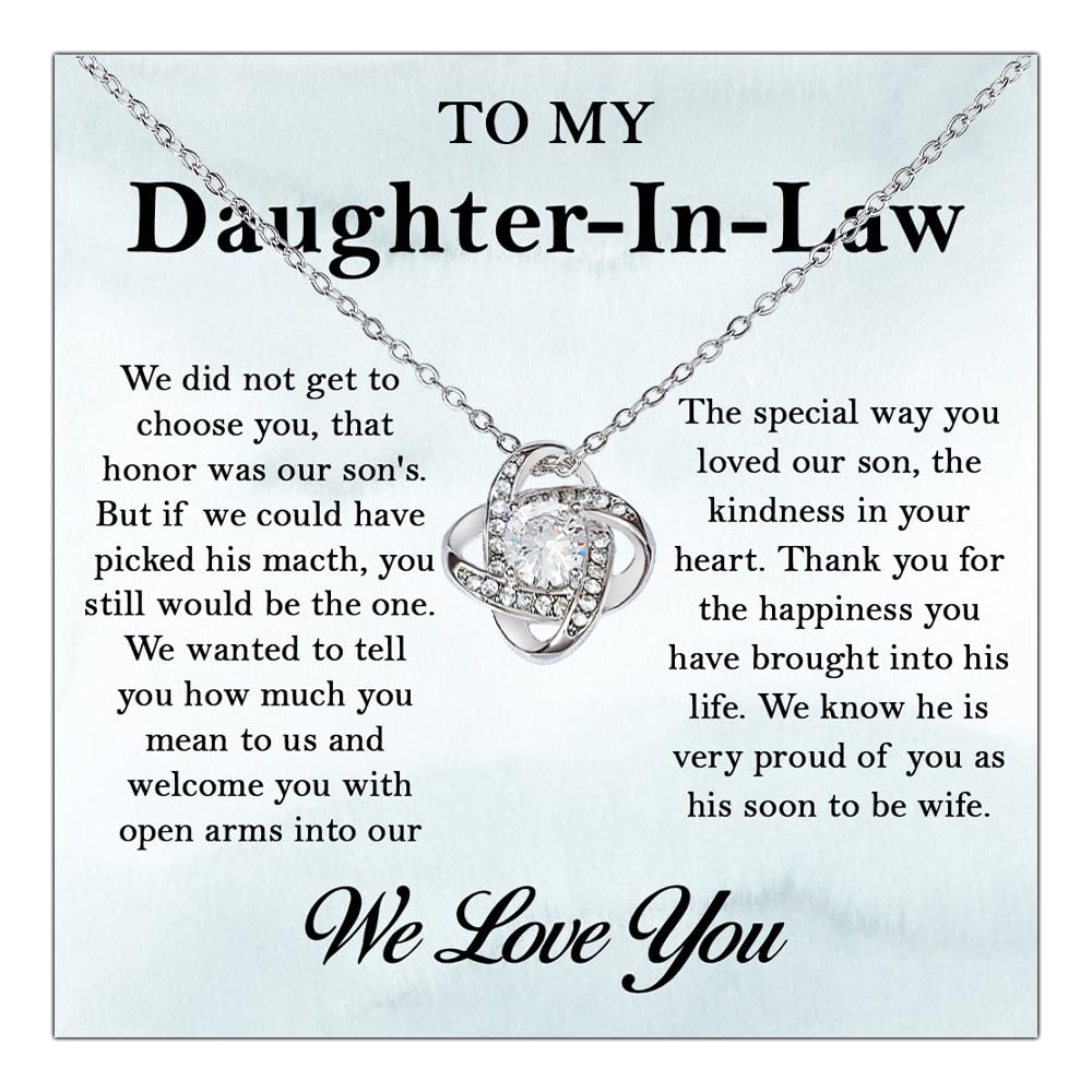 To My Daughter In Law Necklace From Mother, Daughter In Law Birthday Gifts With Card, Meaningful Gift For Her On Wedding Day Christmas Anniversary