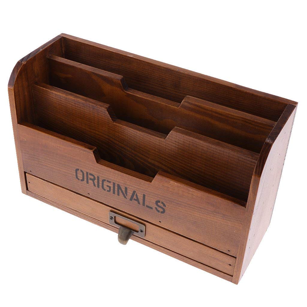 Étagère de bureau en bois vintage avec décoration murale et boîte suspendue