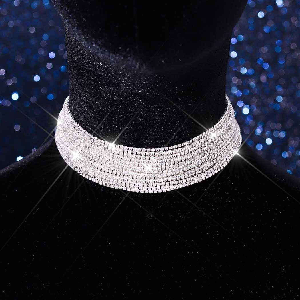 CLOACE Rhinestone Choker Necklace Diamond Row Necklaces Sparkly Crystal Necklace Jewerly Prom Accessories for Women - Image 7