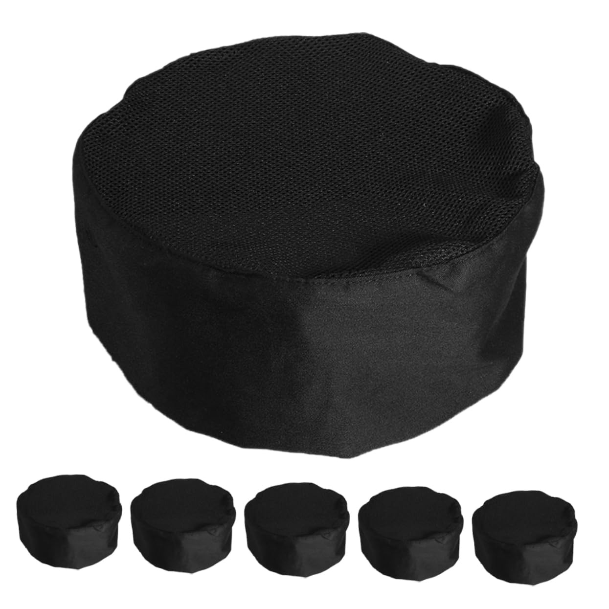 BESTYASH 6 Gorros de Chef Negros Ajustables de Algodón Malla Transpirable para Cocina Profesional y Servicio de Alimentos en Cocina