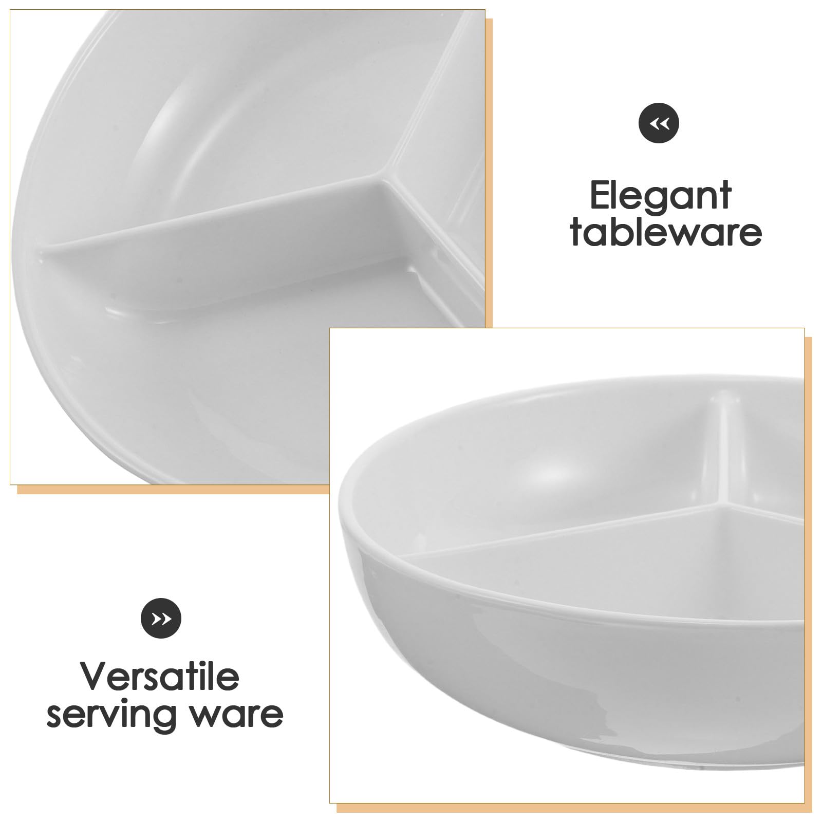 OUNONA Ceramiczna płyta do kontroli porcji: 3-sekcyjna miska na płatki zbożowe do oddzielania mleka, kanapek, maczania chleba, śniadania, jogurtu, zdrowych posiłków, diety dla dorosłych i osób