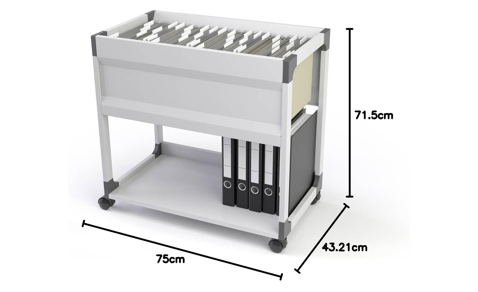 Durable 378410 - Carrello per documenti, acciaio antigraffio, per archiviare cartelle sospese, raccoglitori sospesi a leva, 750x715x432 mm, grigio