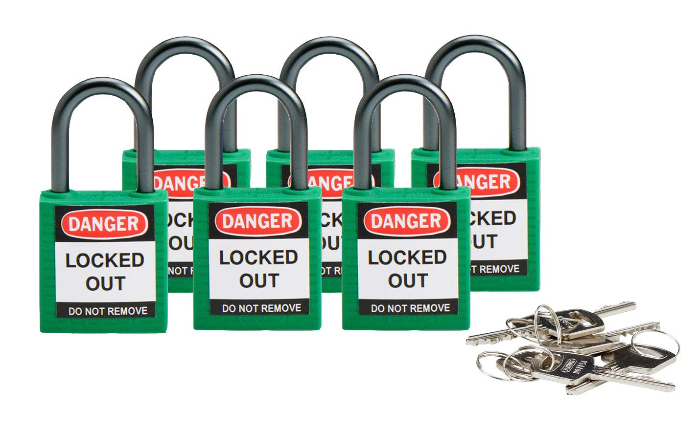 Brady 118927 Green, Brady Compact Safety Lock - Keyed Different (6 Locks)