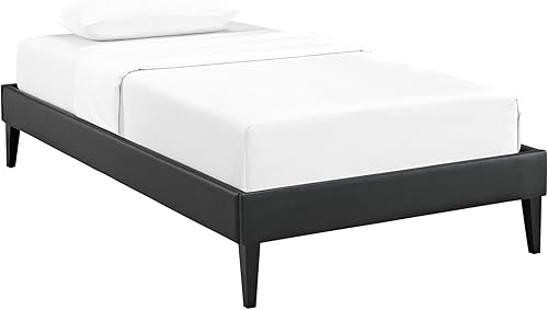 Miniatura 35 de Modway Sharon - Marco de cama de tela individual con patas cónicas cuadradas, color gris Gris,Celeste,Vinilo