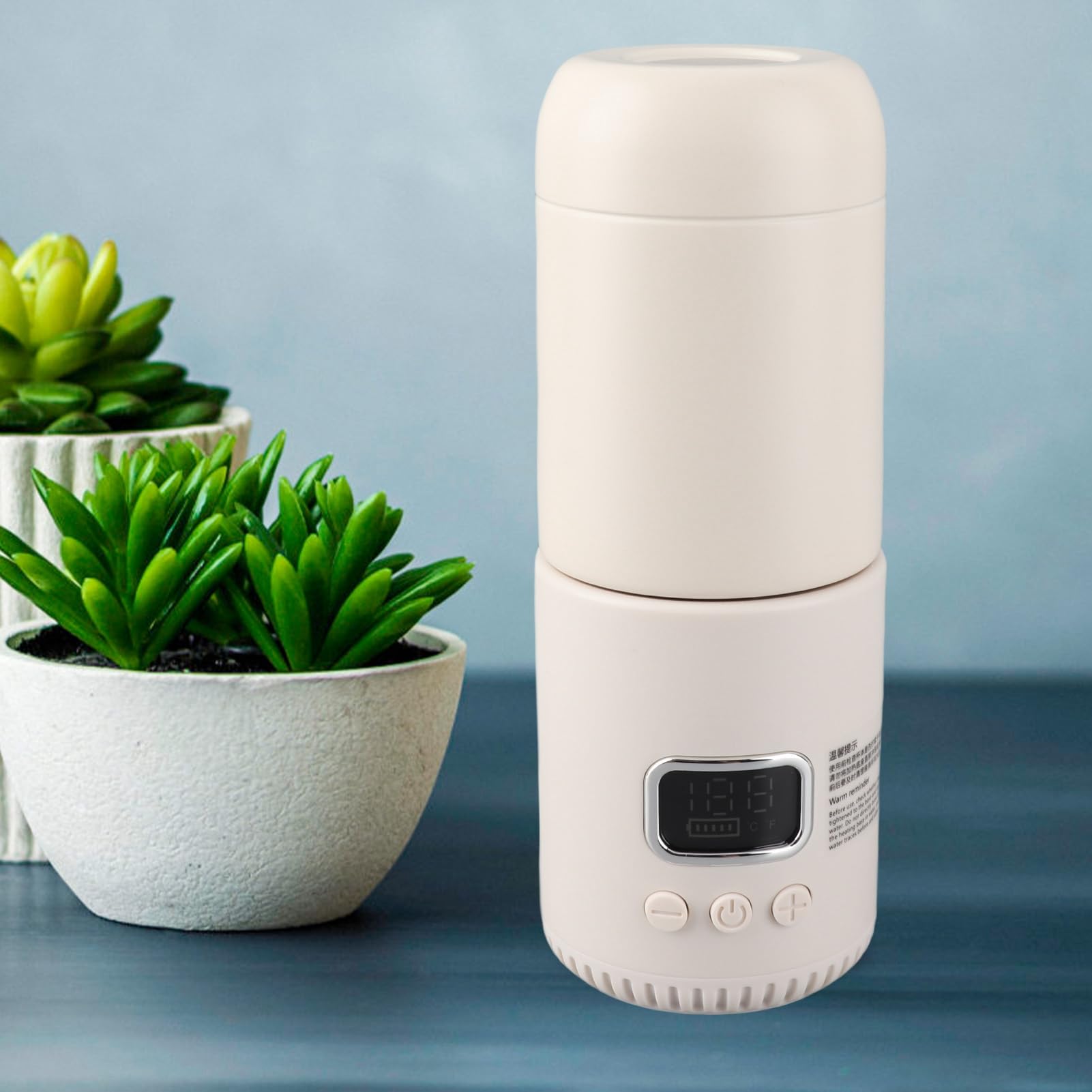 Termo Eléctrico de Viaje sin Cable Calentamiento Portátil, Calienta Agua Mantiene Temperatura Constante Taza Controlada 400 ml para Excursiones Oficina