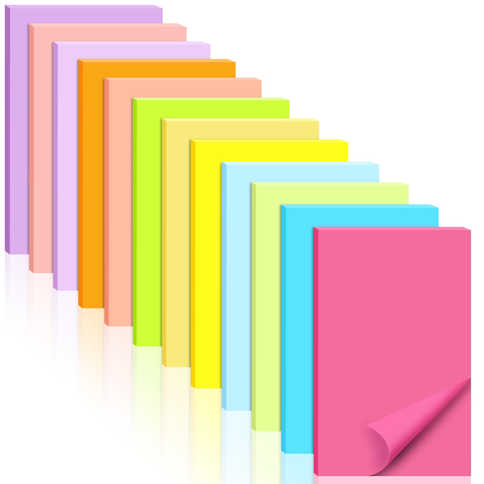 Sticky Notes, 12 Pack Large Self Stick Memo Pads Assorted Colours 4x6 inch
