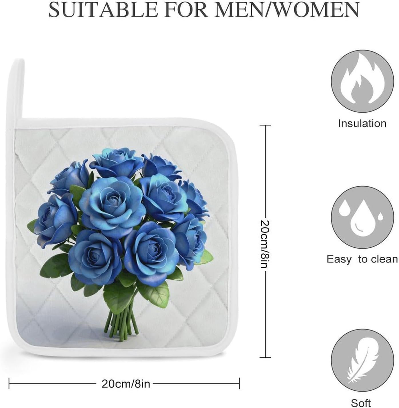 Gy-Blue Floral Polyester Heat Resistant Pot Pad Non Slip Anti Scald Hot Dish Mat Reusable Table Protector for Kitchen Hot Pot Mat Wear Resistant Heat Proof Table Pad for Countertop Dining Room