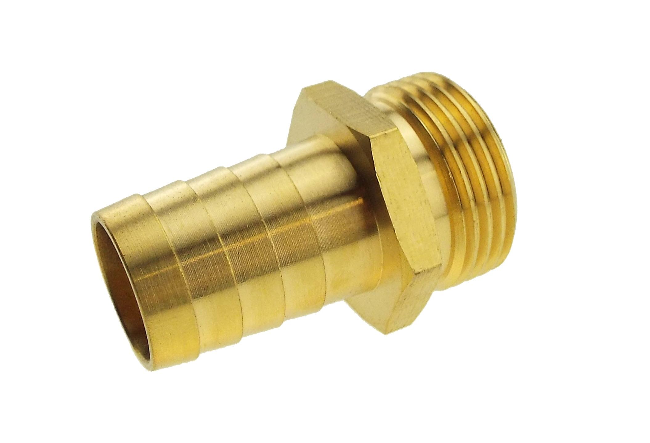 Brass Hose to Male Thread Adapter 32mm to 1.25" BSPM, Barbed Hose Tail, Brass