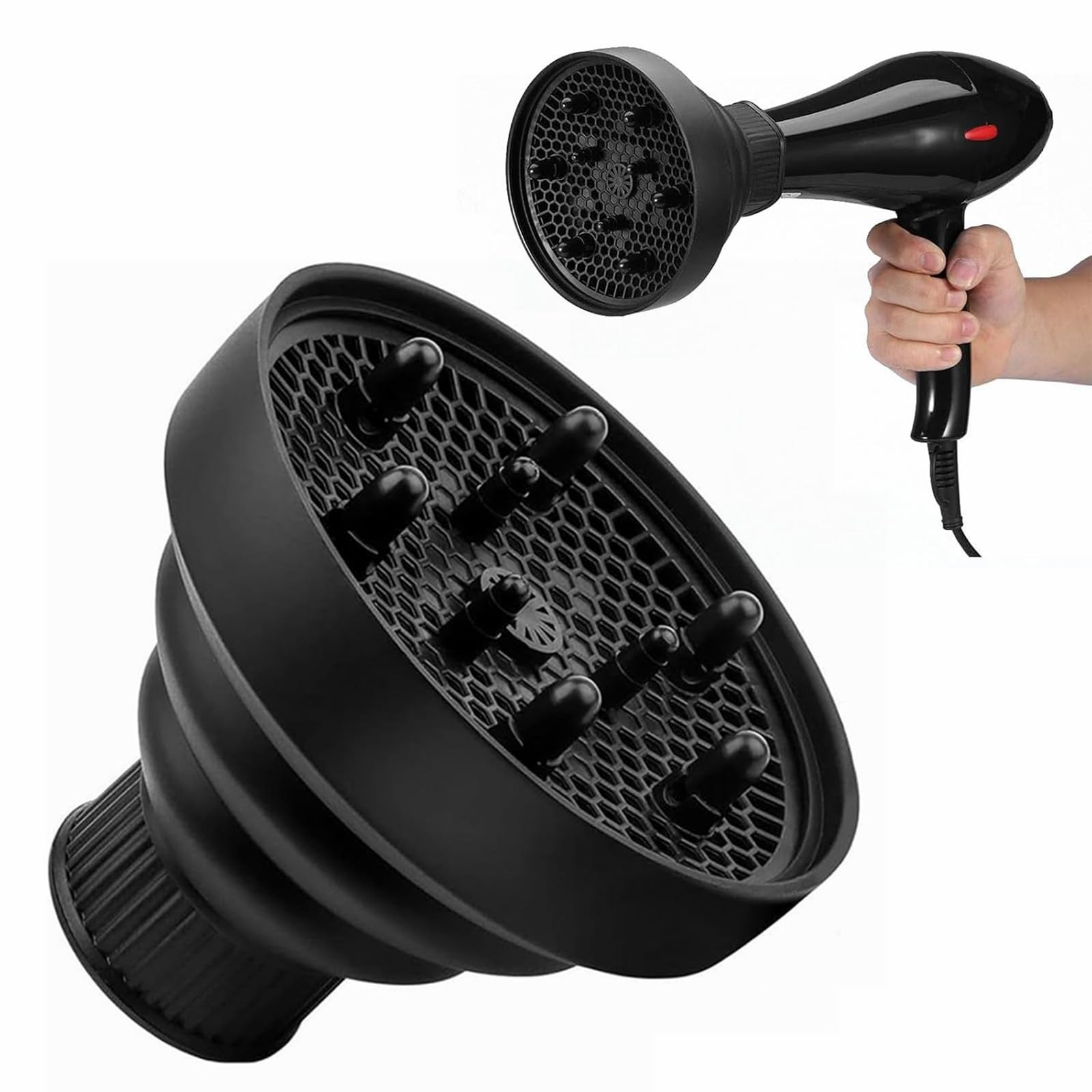 Diffusore Capelli Ricci Universale,Portatile Diffusore Capelli Ricci in Silicone,Diffusori Professionale Ripiegabile,Diffusores Asciugacapelli Pieghevole,Diffusores per Asciugacapelli,Diffusori Phon
