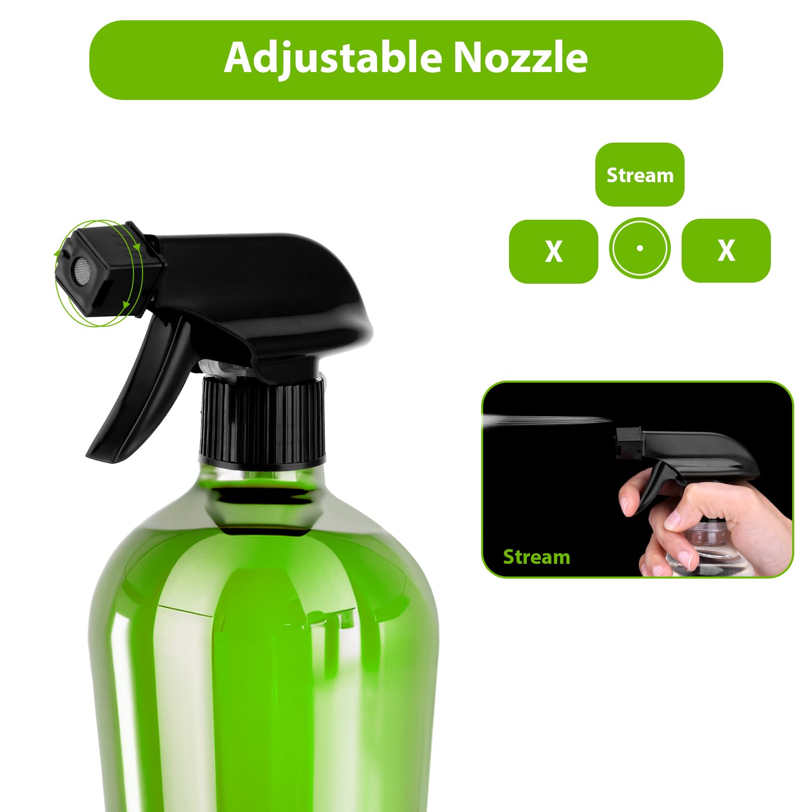 4 Ugelli Spray Professionali Con Tubo – Teste Di Ricambio Per Bottiglie 28/400 (Nebbia E Flusso)