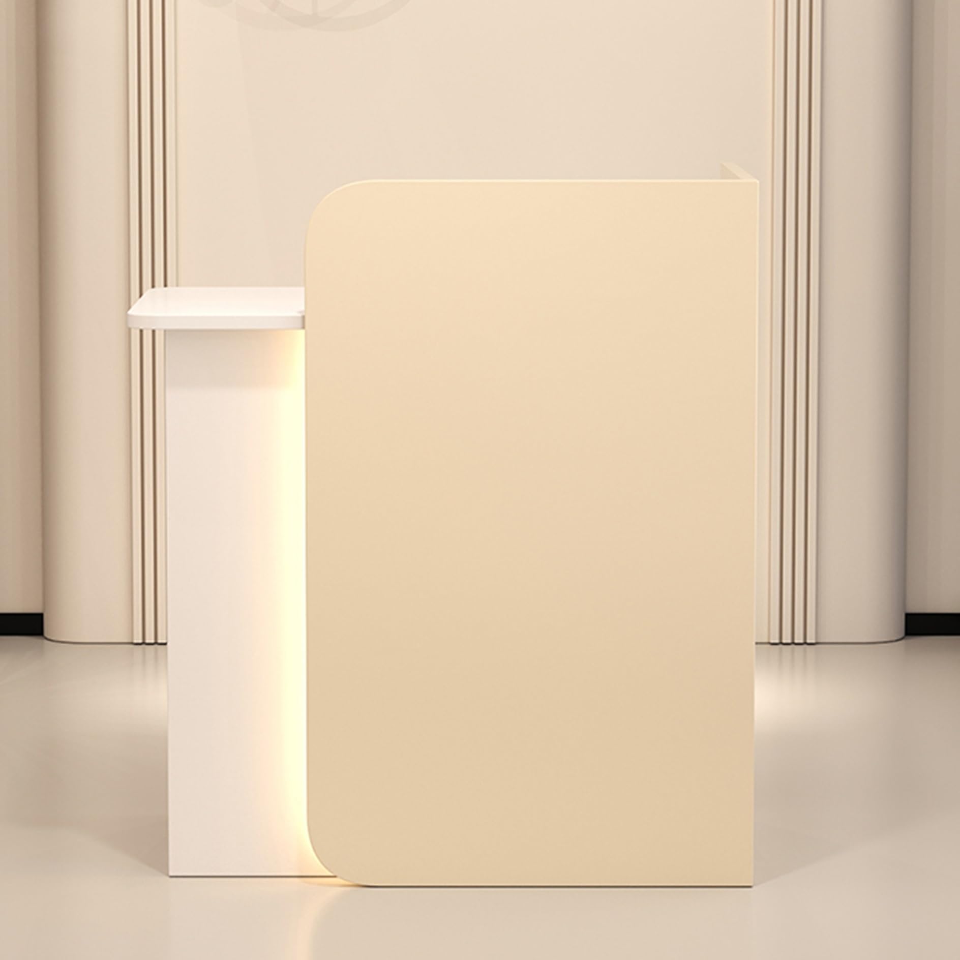 Scrivania moderna a LED per reception con bancone cassa elegante tavolo da ufficio per negozi scrivania segretaria con gestione dei cavi per spazi accoglienti