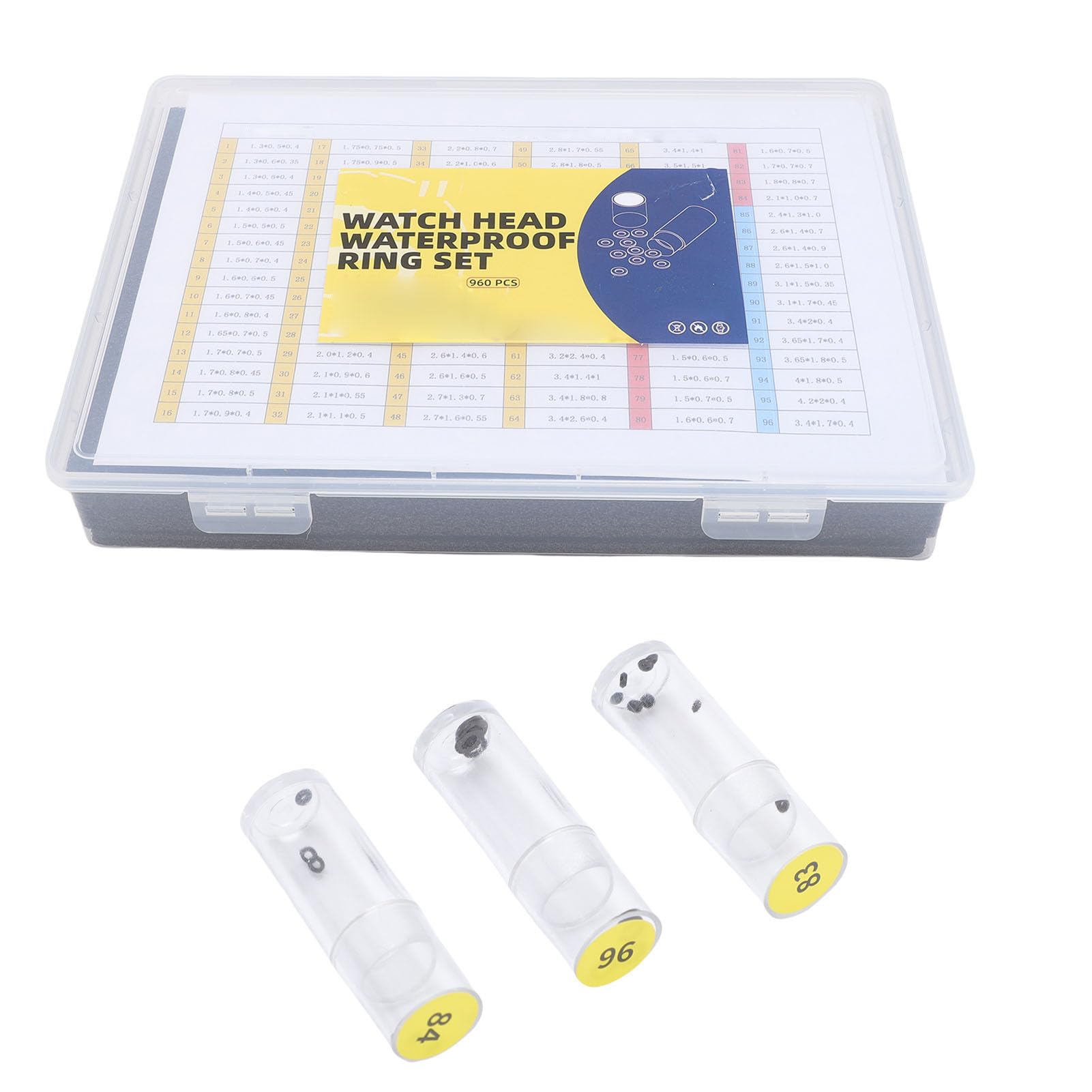 Kit di Riparazione O-ring per Orologi 96 Misure Guarnizioni in Gomma Premium per Orologi 960 Pezzi per Varie attività di Riparazione