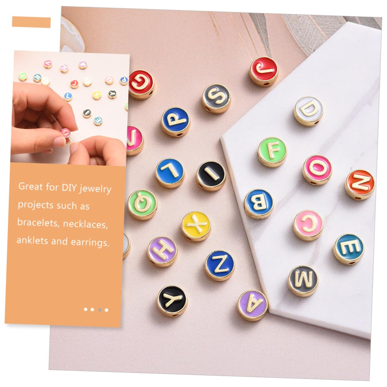 NUOBESTY 130pièces De Bracelet Lettres Colorées Multifonctionnelles pour Création De Bijoux