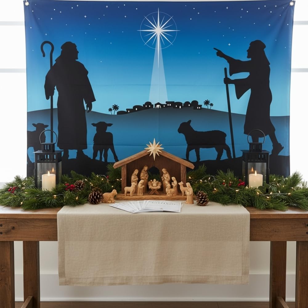 Fun Express - Star Of Bethlehem Backdrop Banner for Christmas - Party Decor - Wall Decor - Preprinted Backdrops - 3 Pieces