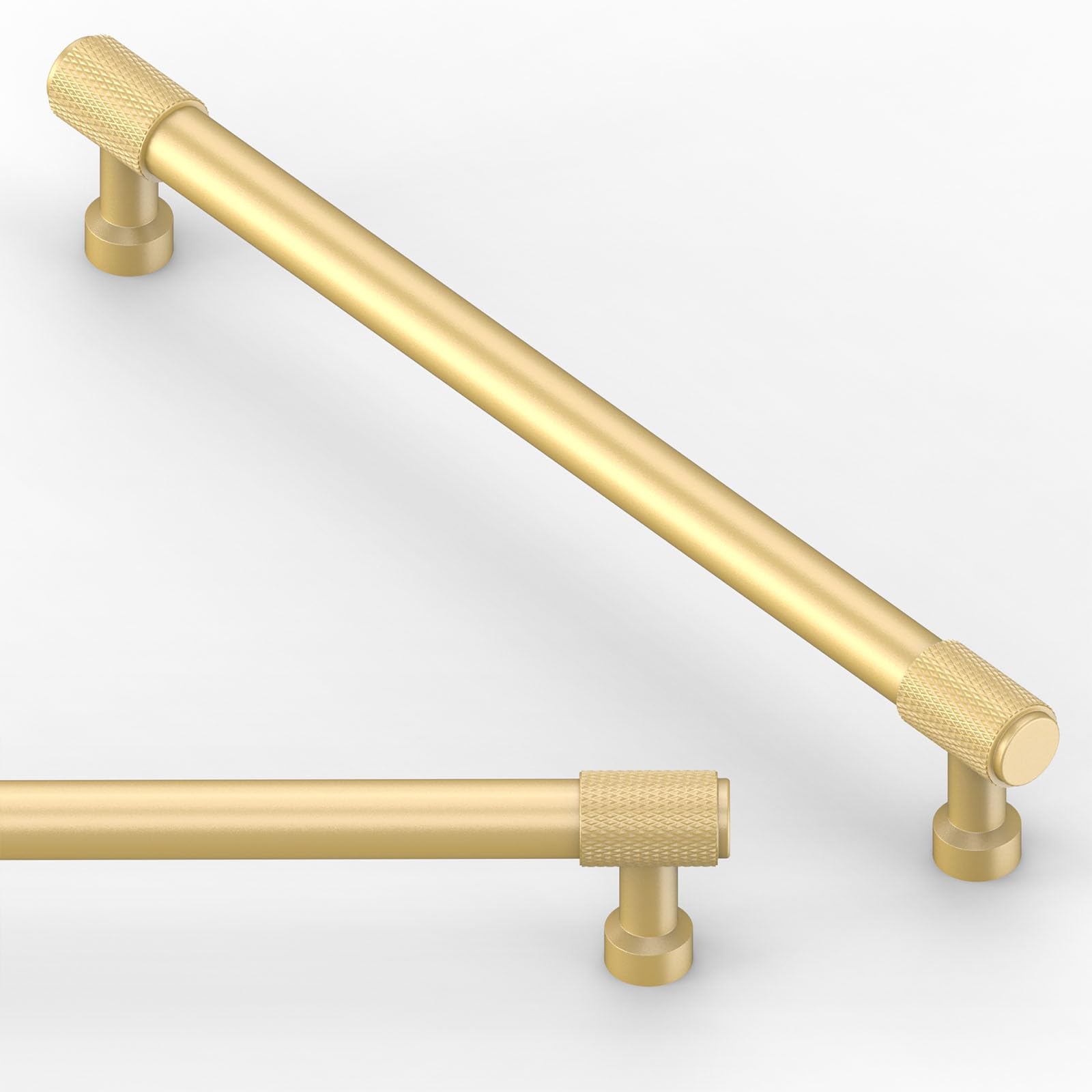 Asimerdeco 10 Pack Brushed Gold Knurled Cabinet Pulls 7.5 Inch(192mm) Kitchen Cabinet Handles Cabinet Hardware Drawer Pulls