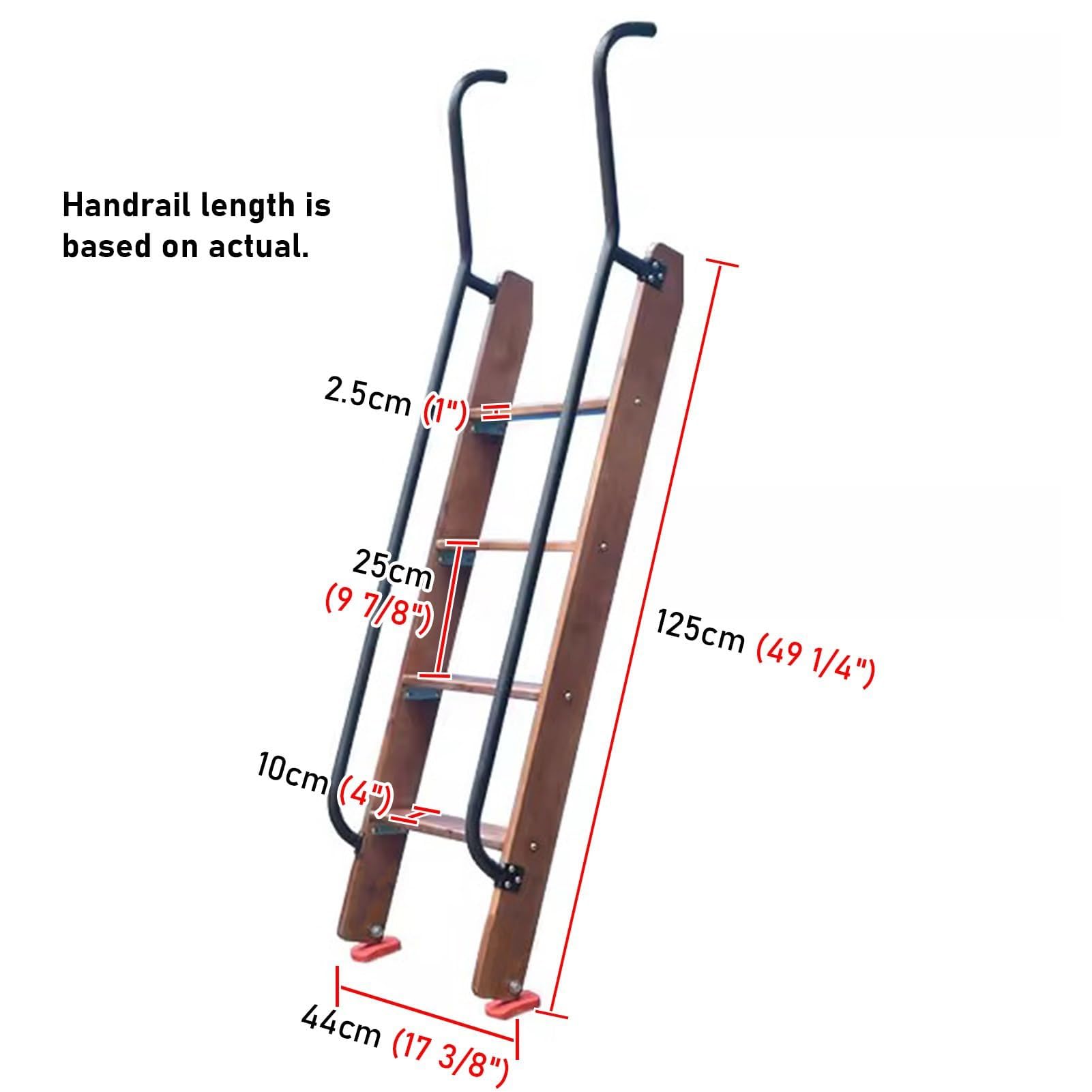 Escalera para literas: Escalera para literas de 4 y 5 escalones, Escalera Inclinada de Madera para Cama Alta con Soporte de Gancho y pies Antideslizantes, fácil de Montar (tamaño: 125 cm (49