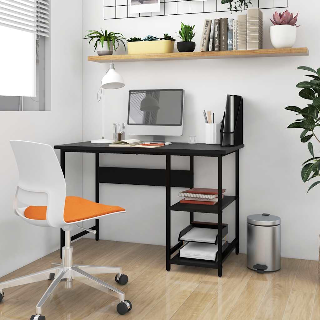Computertisch Schwarz aus MDF und pulverbeschichtetem Metall 105 x 50 x 72 cm, Schreibtisch für Computer, Laptop und PC, Büro, Homeoffice, Lernen, Gaming mit robustem Gestell