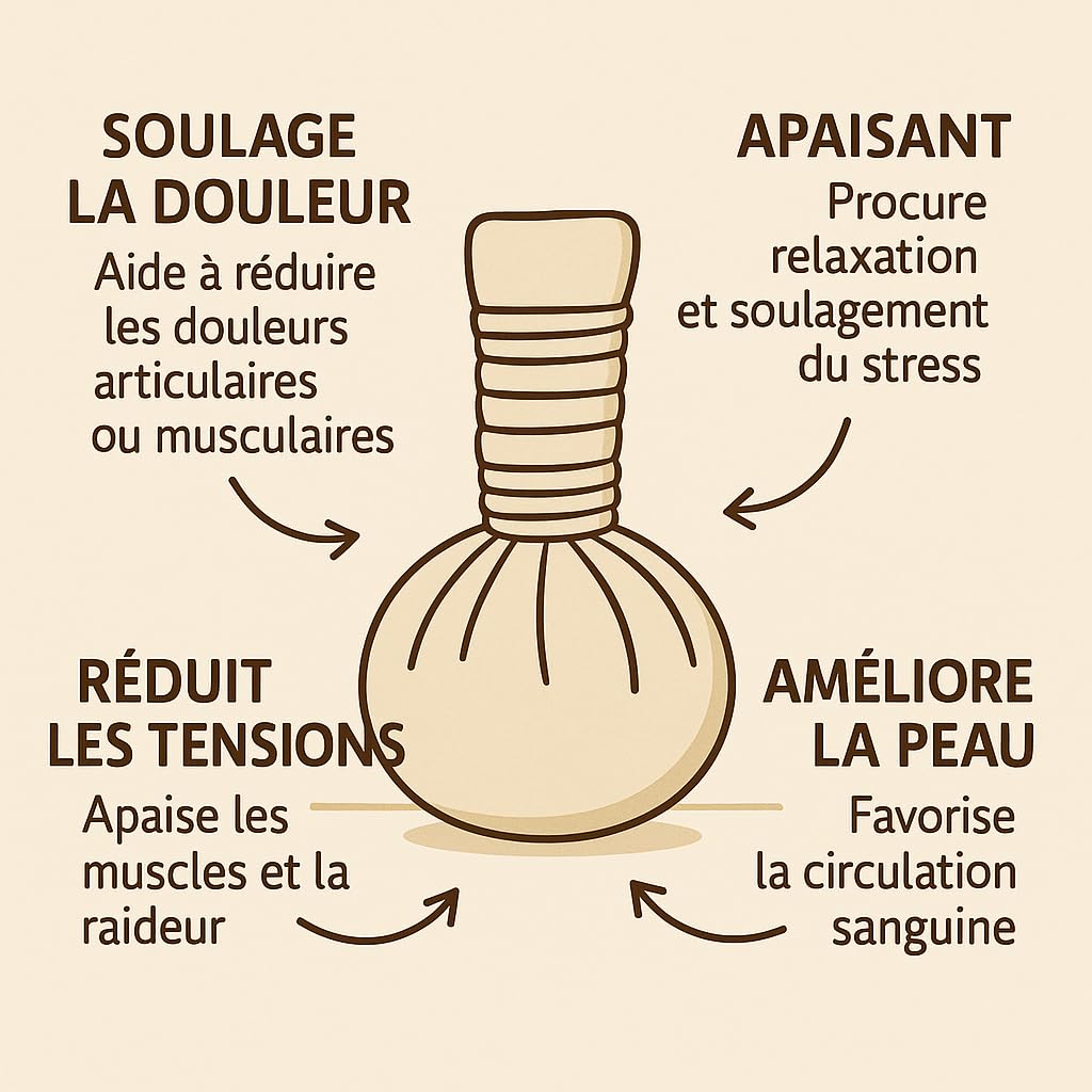 Lot de 20 Pochons de Massage Thaï 100g | Herbes Ayurvédiques Naturelles | Compresses Chauffantes Relaxantes | Soulagement Musculaire & Anti-Stress | Spa Maison & Professionnel