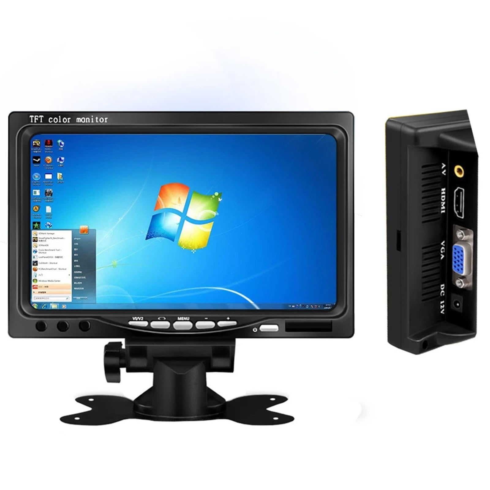 1024 x 600 Resolution 7 Inch Small LCD Car Monitor With Input for CCTV/PC