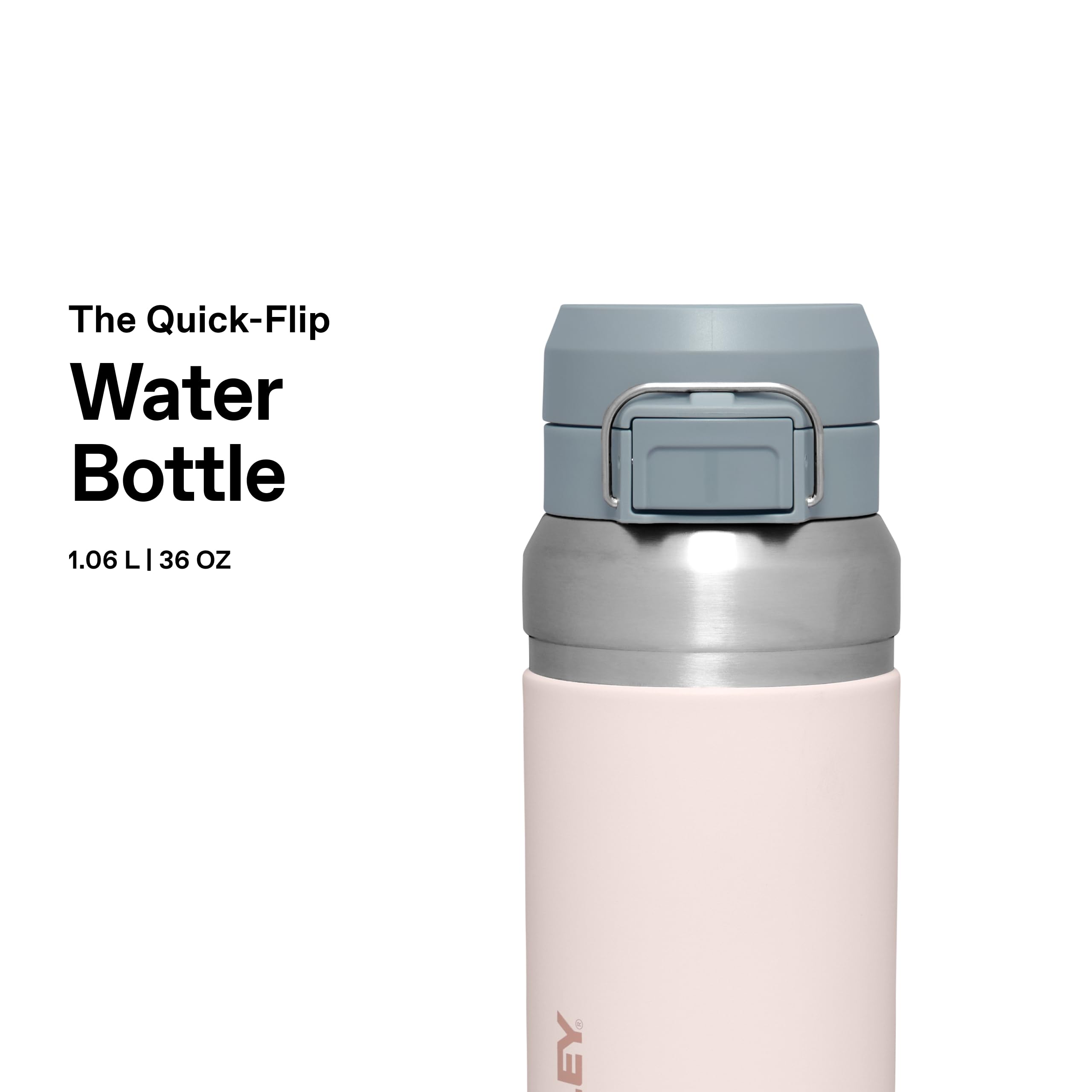 STANLEY 1913 Quick Flip Trinkflasche 1.06L - Rose Quartz | 18 Std. kalt - Auslaufsicher - BPA-frei - Spülmaschinenfest