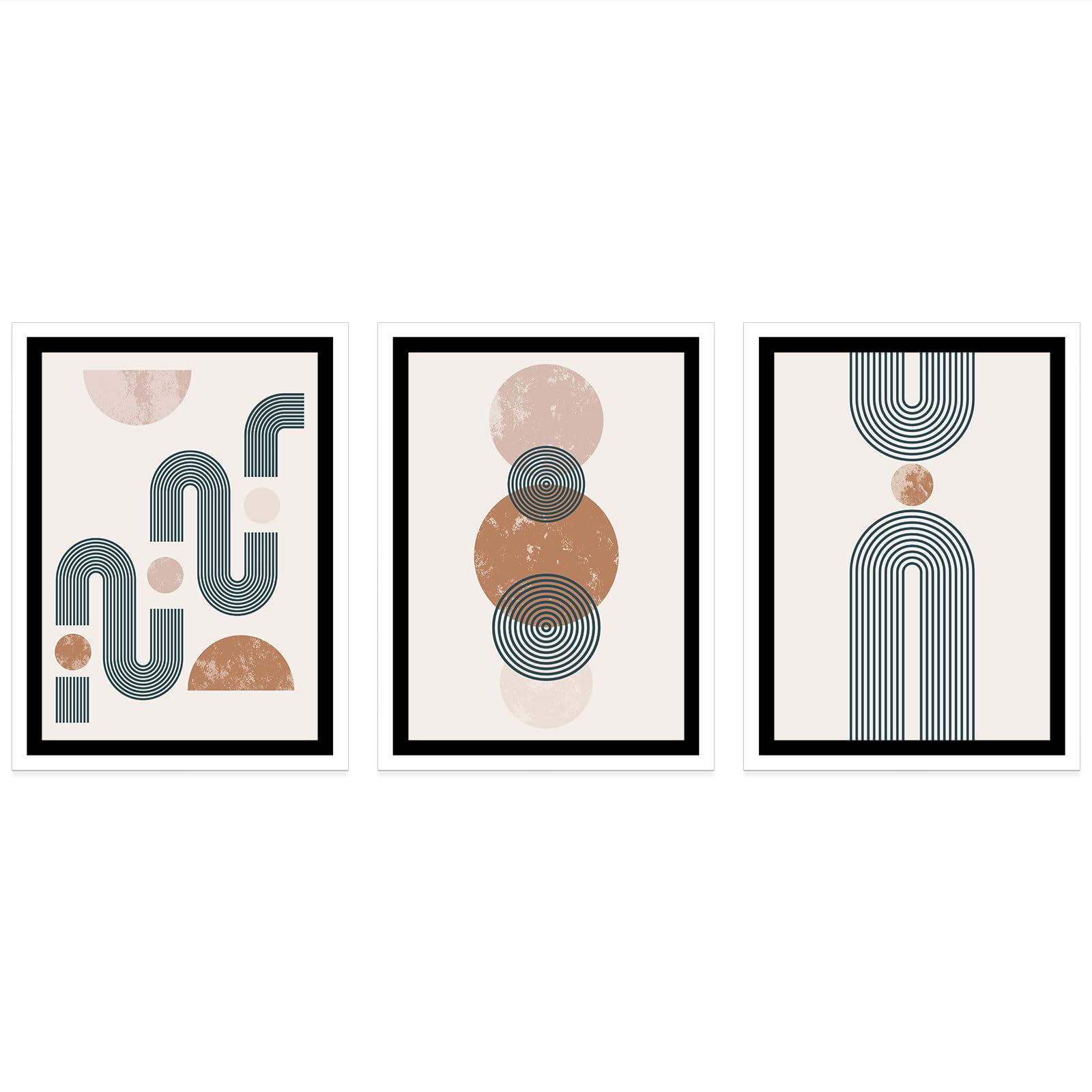 Lumalea - Zestaw 3 plakatów, tryptyk boho, białe obramowanie, 3 plakaty, 50 x 70 cm