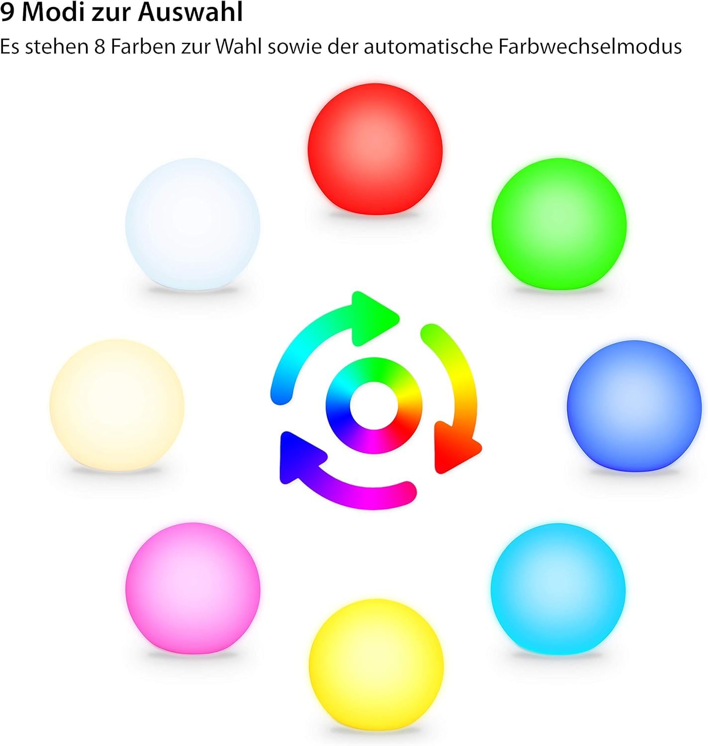 Solarlampen für Außen, Wasserdichte Solar Kugelleuchte | Ø 30/40 cm | schwimmfähige Solarleuchte für Teich, Pool, Erdboden, nachhaltige Solar-Technik, kabellose Außenleuchte mit RGB, IP67 (XL Ø 40 cm)