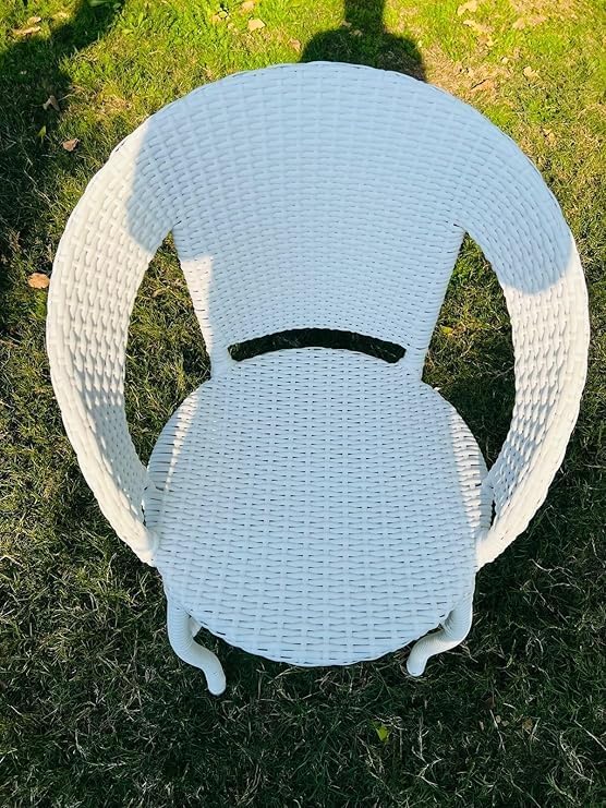 Image of 2 Chair 1 Table with Cushion for Outdoor, Indoor, Patio, Rattan Chair, Conversation Set, Living Room, Dining Room, Garden, Chair Set with Table (D-12 Off White & Yellow 2+1)