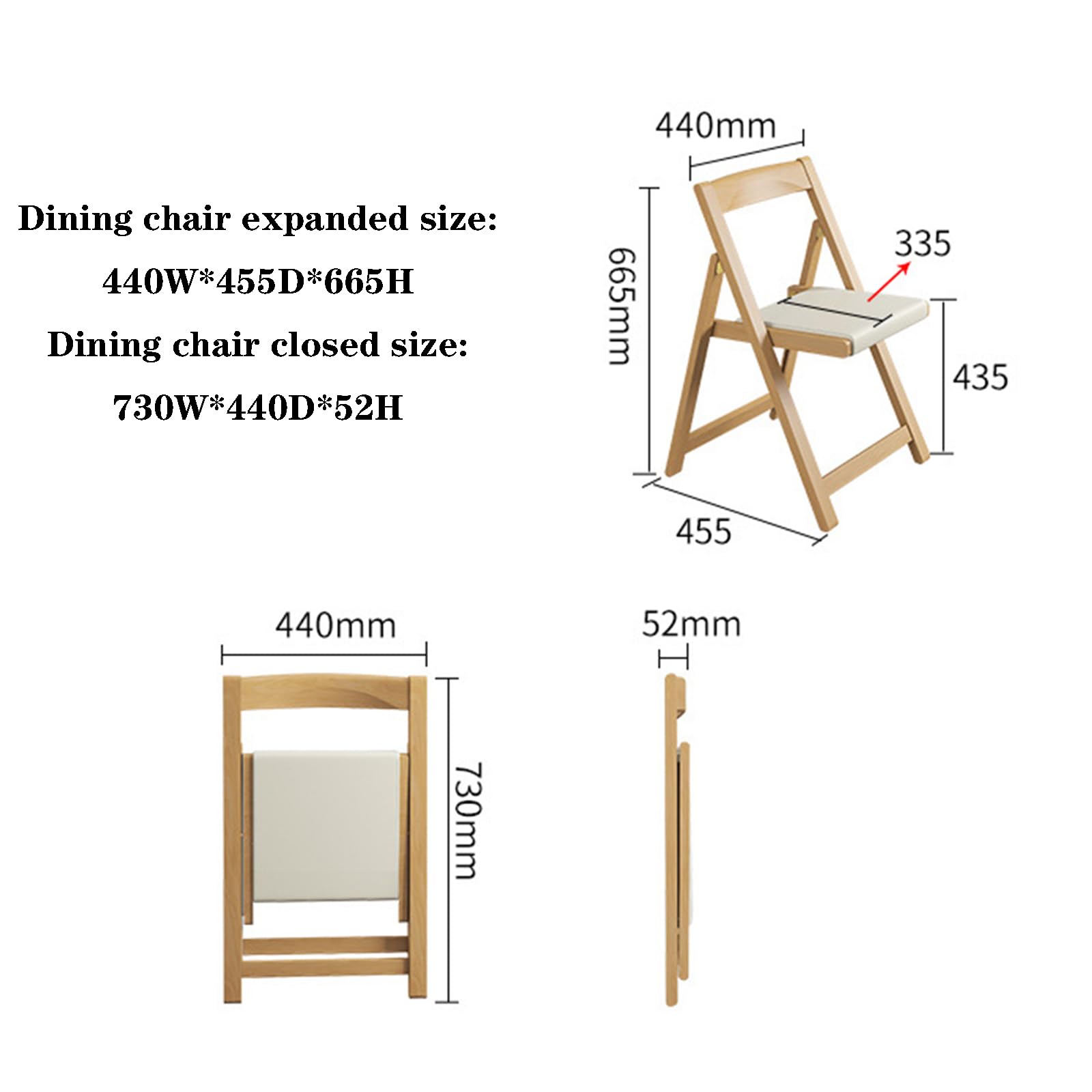 Set da 2 pezzi Klappstuhl Holz - Stilvolle Polsterstühle für Esszimmer Wohnzimmer Garten & Terrasse - Platzsparende Outdoor Möbel ideal für kleine Räume