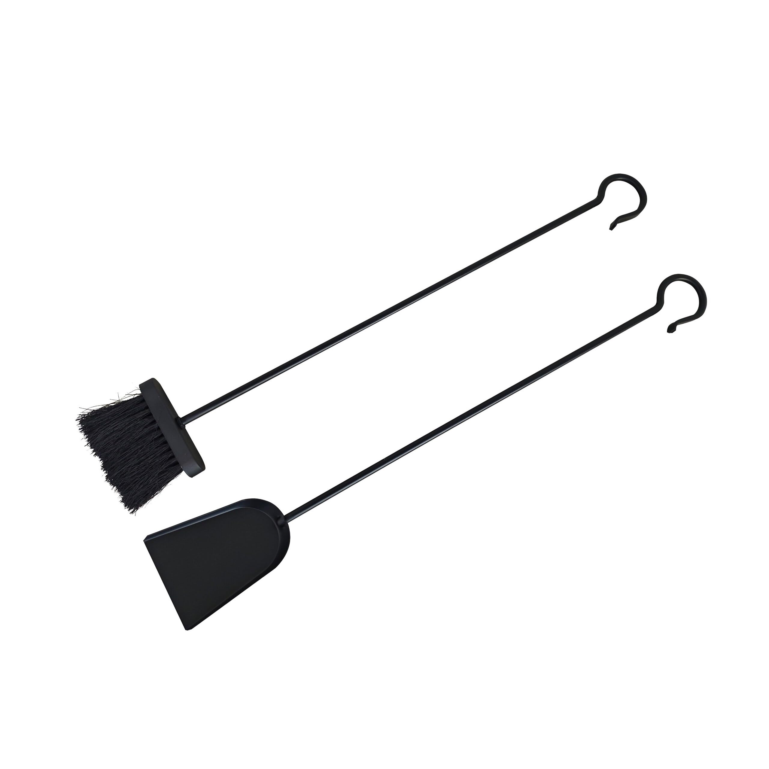 Relaxdays Set Pulizia Camino 2 Pezzi Paletta Scopa Cenere Ferro Nero