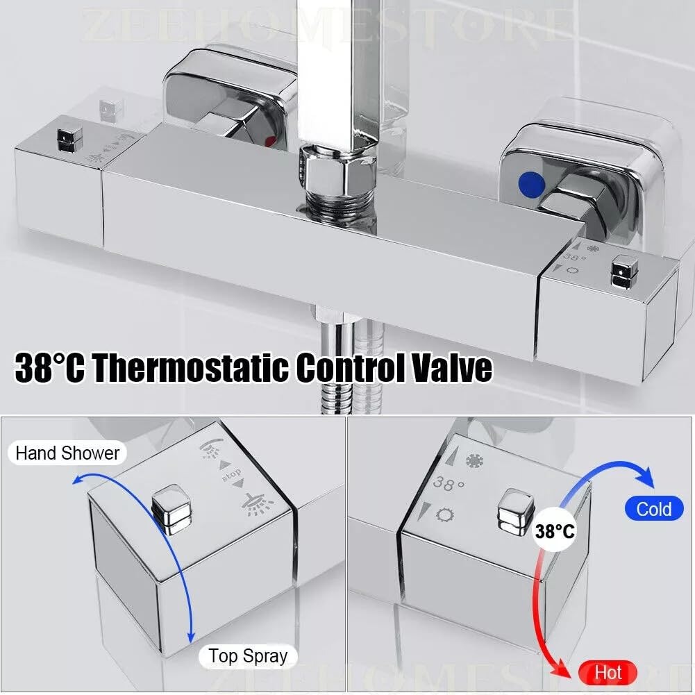TruSky Pro Thermostatic Shower Mixer Bar, Twin Outlet with 3/4" G Top Outlet and 1/2" G Bottom Outlet, Brass, Chrome Finish - Image 2