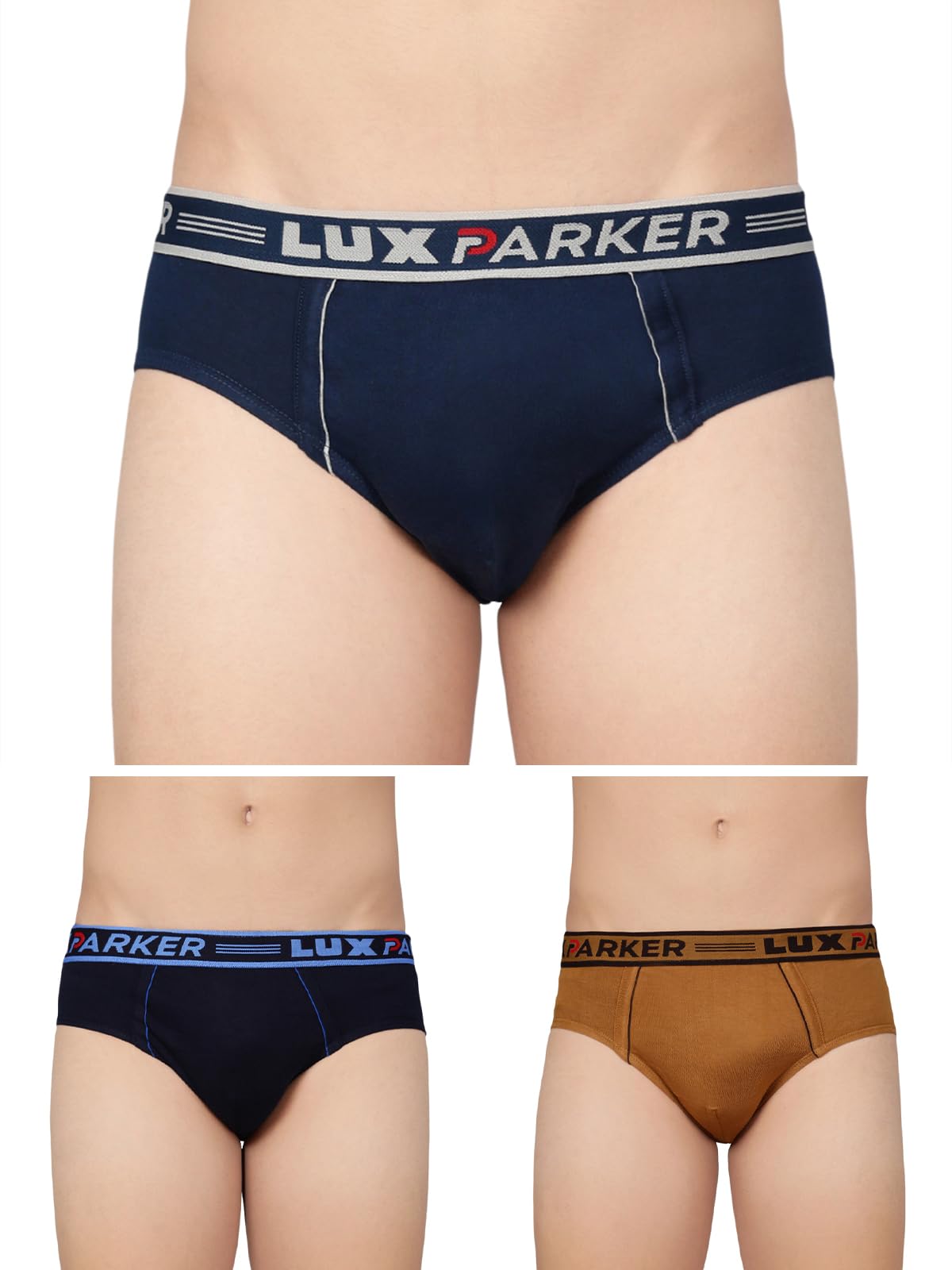 lux parker Men's 100% Cotton Outer Elastic Regular Solid Brief | Pack of 3 |Colors & Print May Vary-picture-11