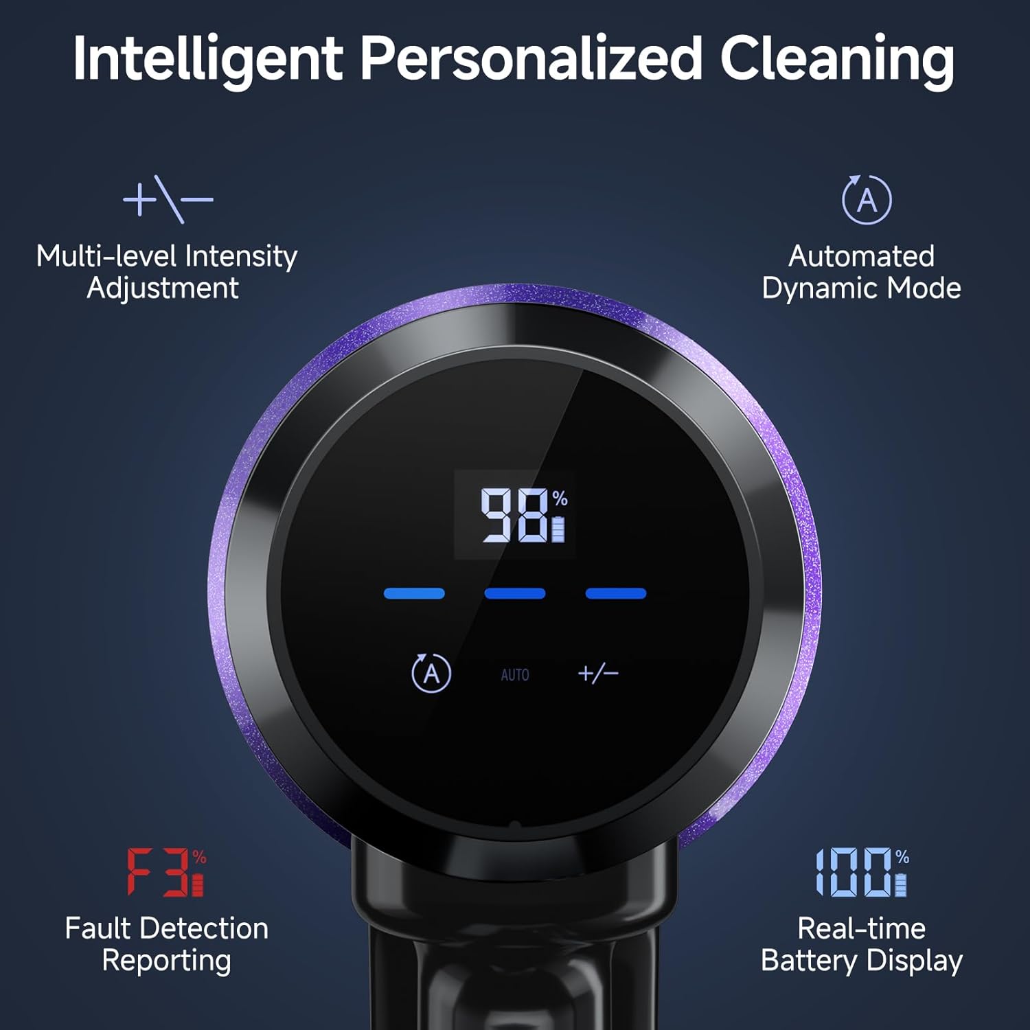 Cordless Vacuum Cleaner, 550W/50Kpa/70Mins Vacuum Cleaners for Home with Smart Auto Mode/LED Touch Display, Self-Standing Cordless Stick Vacuum Rechargeable, Vacuum Cleaner for Pet Hair/Carpet/Floors - Image 2