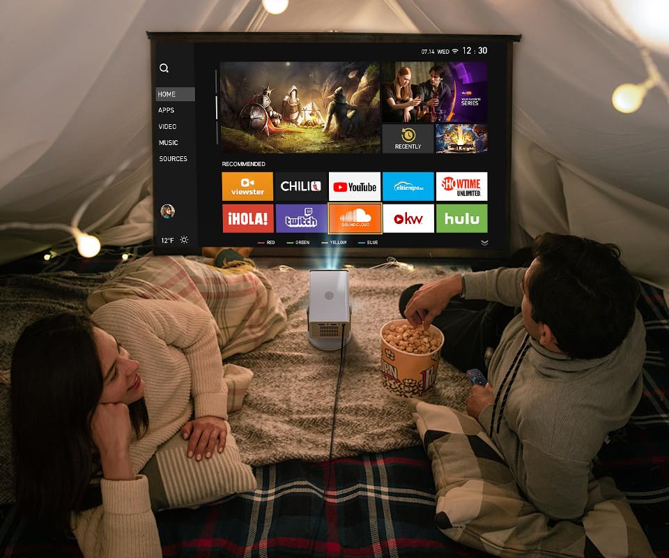 Image of HP MC400 Mini Portable Smart Projector with WiFi and Bluetooth, Short Throw 4K Support & 1080P, Wireless Screen Mirroring, Built-in App & Speaker, USB-C Powered for Home Theater and Outdoor Movies
