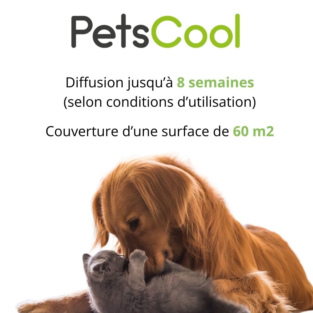 Anidev PetsCool Recharge diffuseur apaisant 40 ML - Anti Stress Chien Chat et NAC - Huiles essentielles valériane vétiver Sauge Basilic - Diffusion Continue 8 semaines