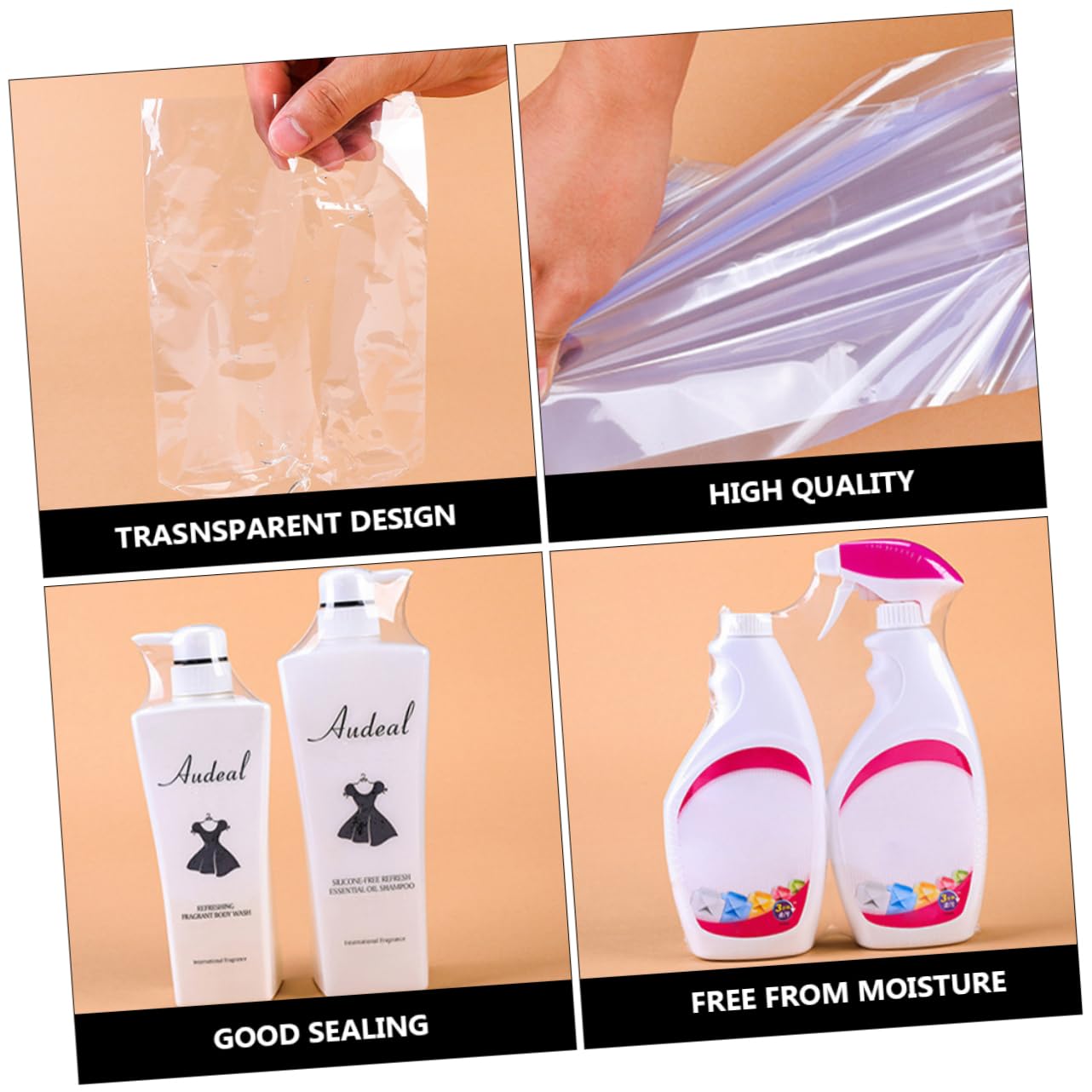 Alipis 2sets 100 Shrink Wrap Bags Plastic Heat Shrink Film Foog Packing Party Favor Packaging Curved Shape Recyclable 100pcs*2