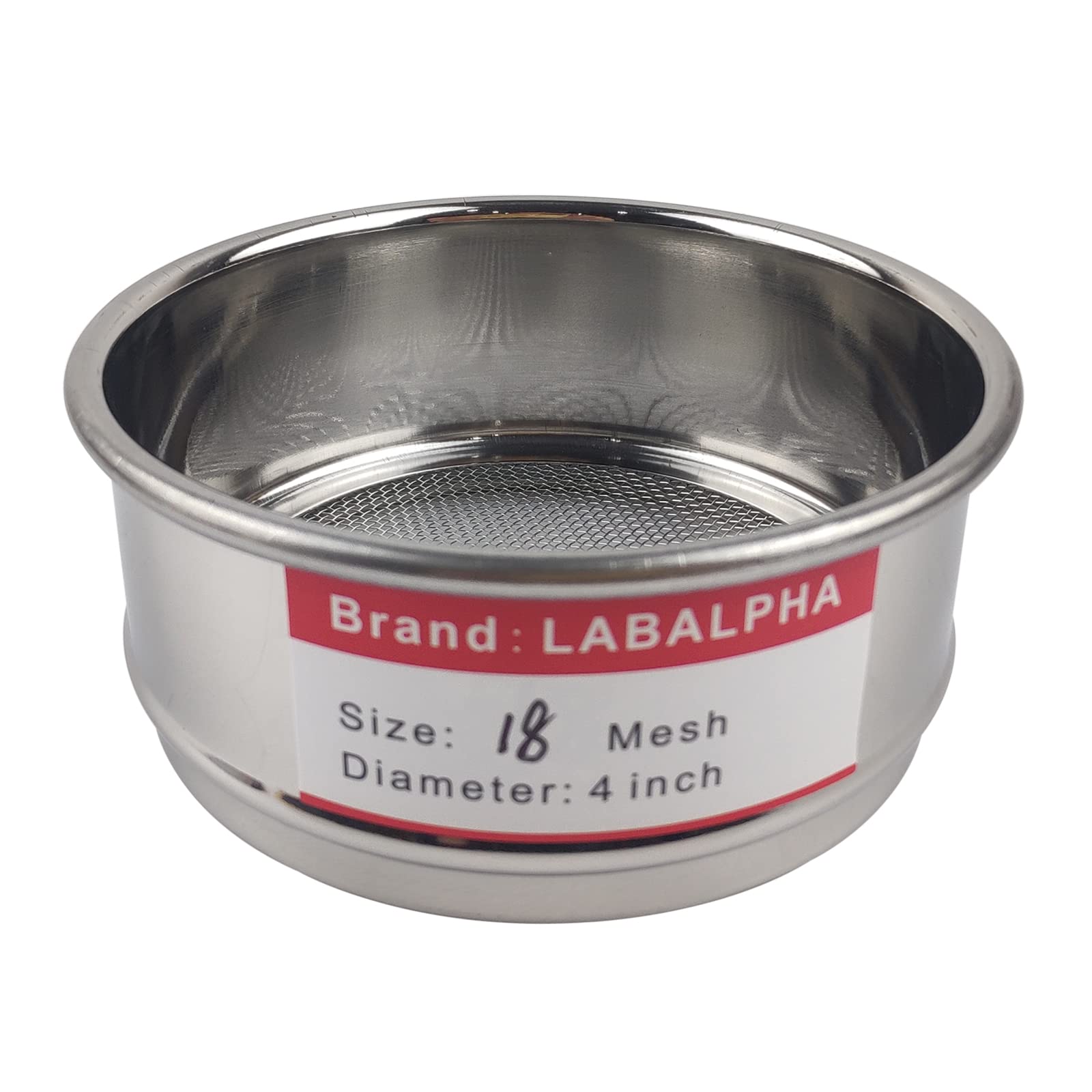 LABALPHA 18 Mesh Lab Sieves, Test Sieve #18 Mesh, 4'' Diameter, 304 Stainless Steel Wire Cloth (1mm)