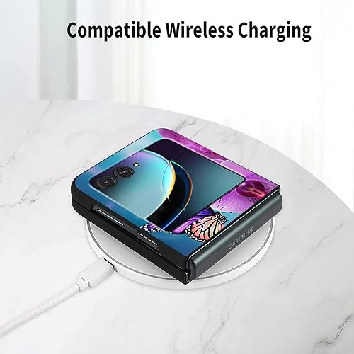 Vista 19 de Funda para Motorola Moto Razr Plus 2023 con protección de pantalla, cubierta trasera de policarbonato duro delgada y ultrafina con patrón de estante